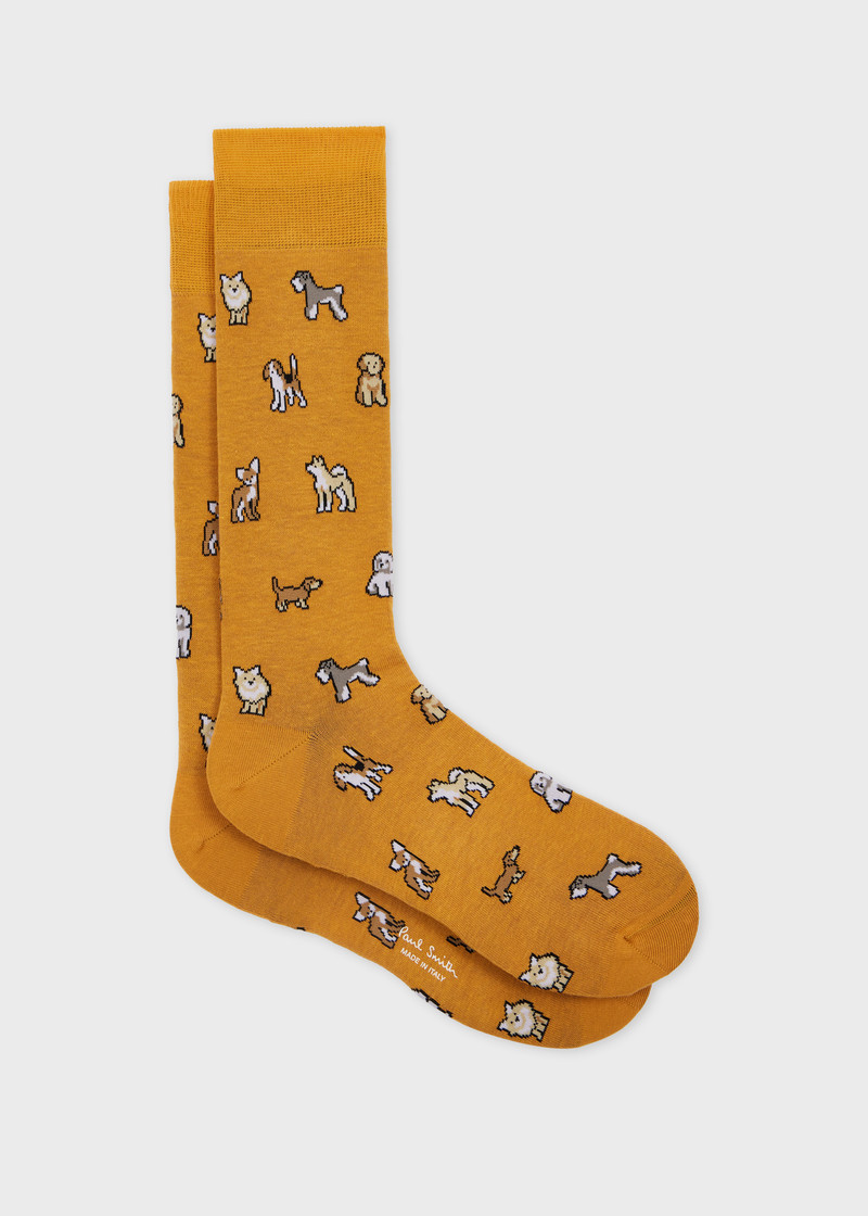 Yellow Cotton-Blend 'Dogs' Socks 1