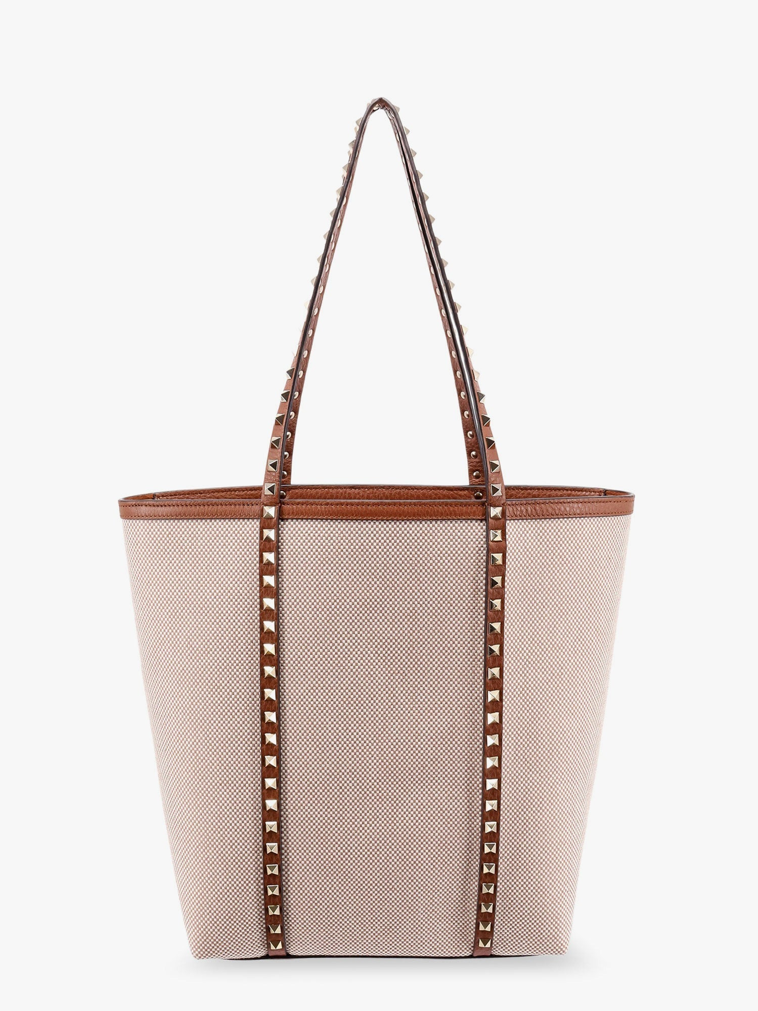 Valentino Garavani Leather And Canvas Shoulder Bag With Iconic Studs - 2