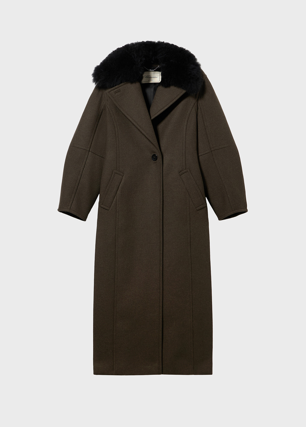 LONG COAT WITH FAUX FUR COLLAR - 1