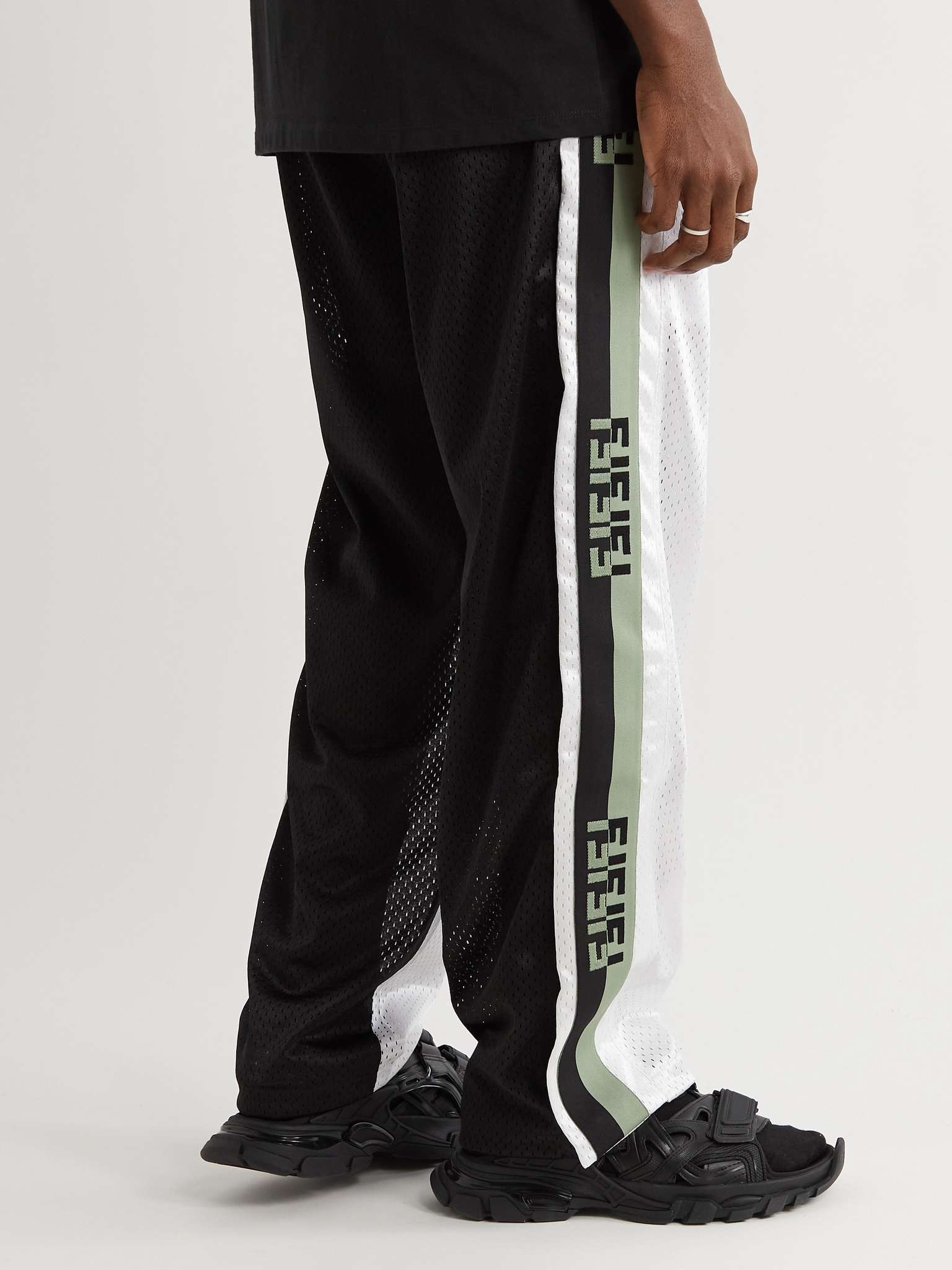 Logo Webbing-Trimmed Mesh Sweatpants - 4