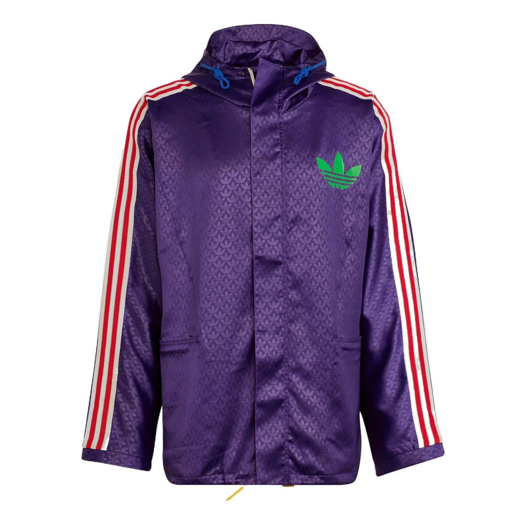 adidas originals Windbreaker Logo Printing Hooded Drawstring Sports Jacket 'Purple' IB3441 - 1