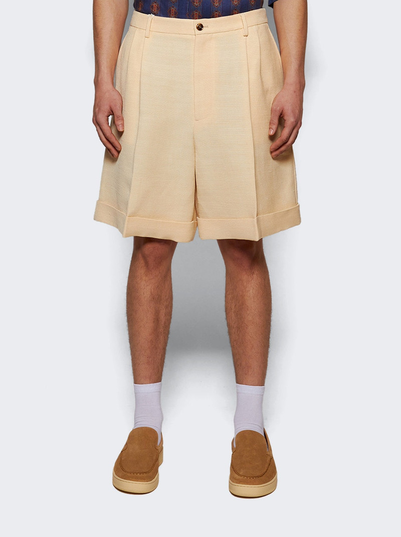 Valentino Silk Jute Textured Bermuda Shorts Butter outlook