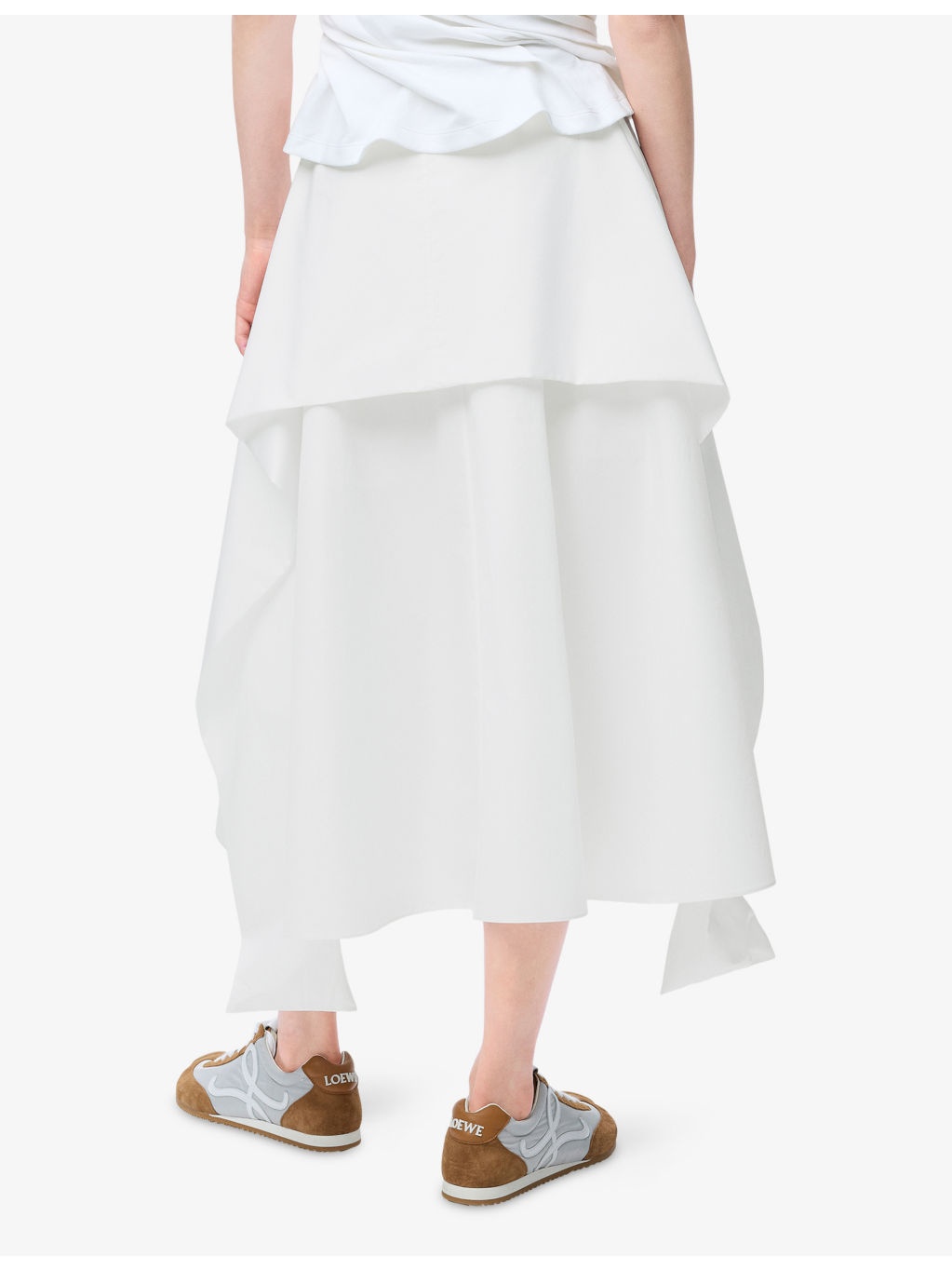 Wrap-Panel Flared Cotton Midi Skirt - 4
