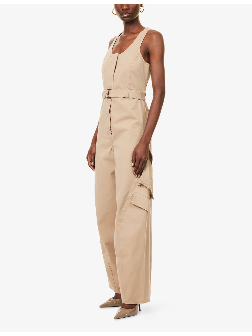 Cargo Curved-Leg Denim Jumpsuit - 3