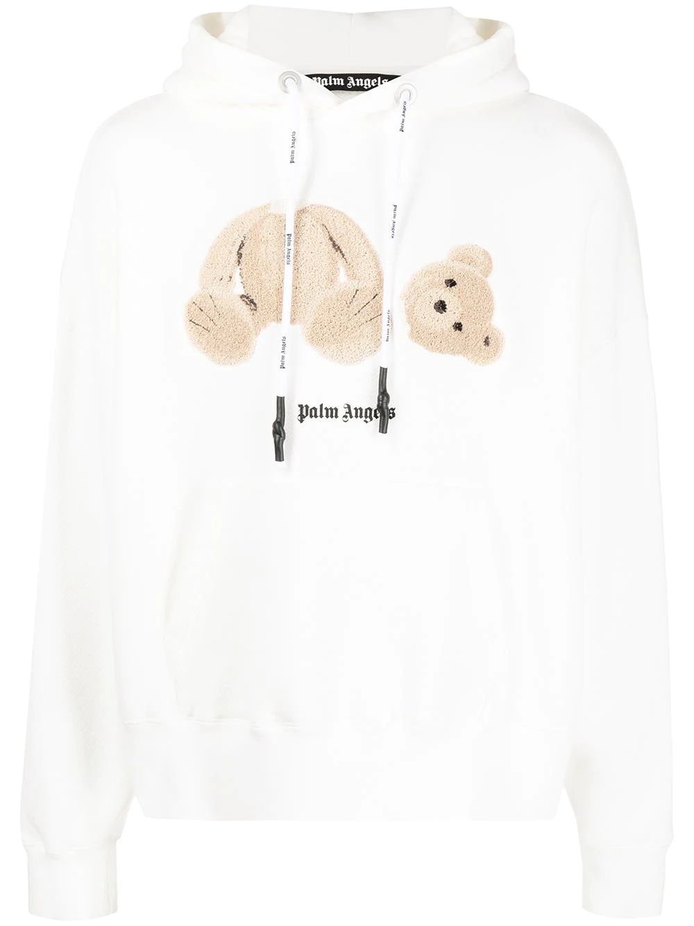 teddy print print hoodie - 1