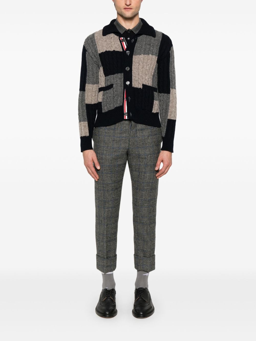 patchwork cable-knit cardigan - 2