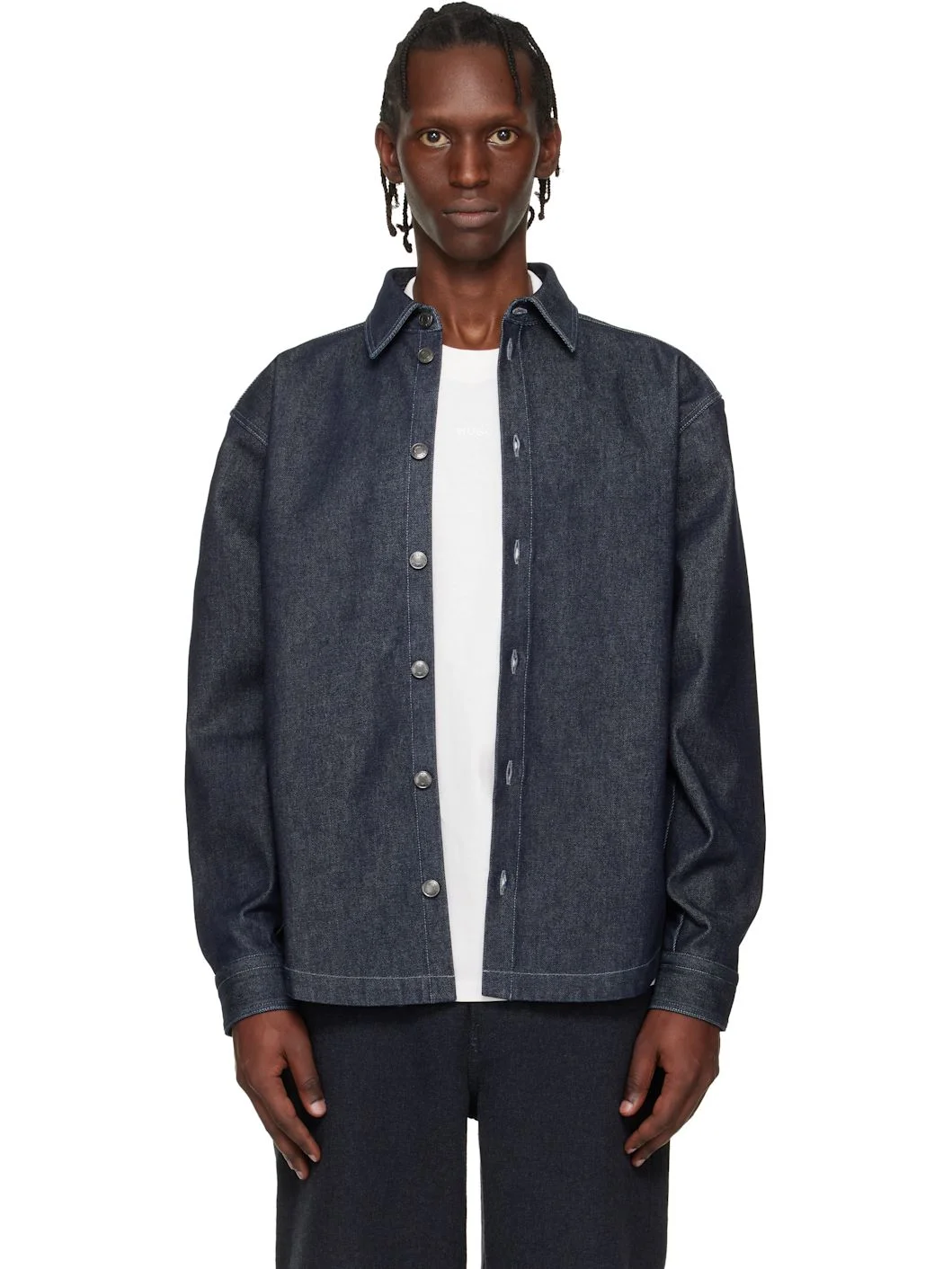 Navy Oversized-Fit Weighty Denim Overshirt - 1