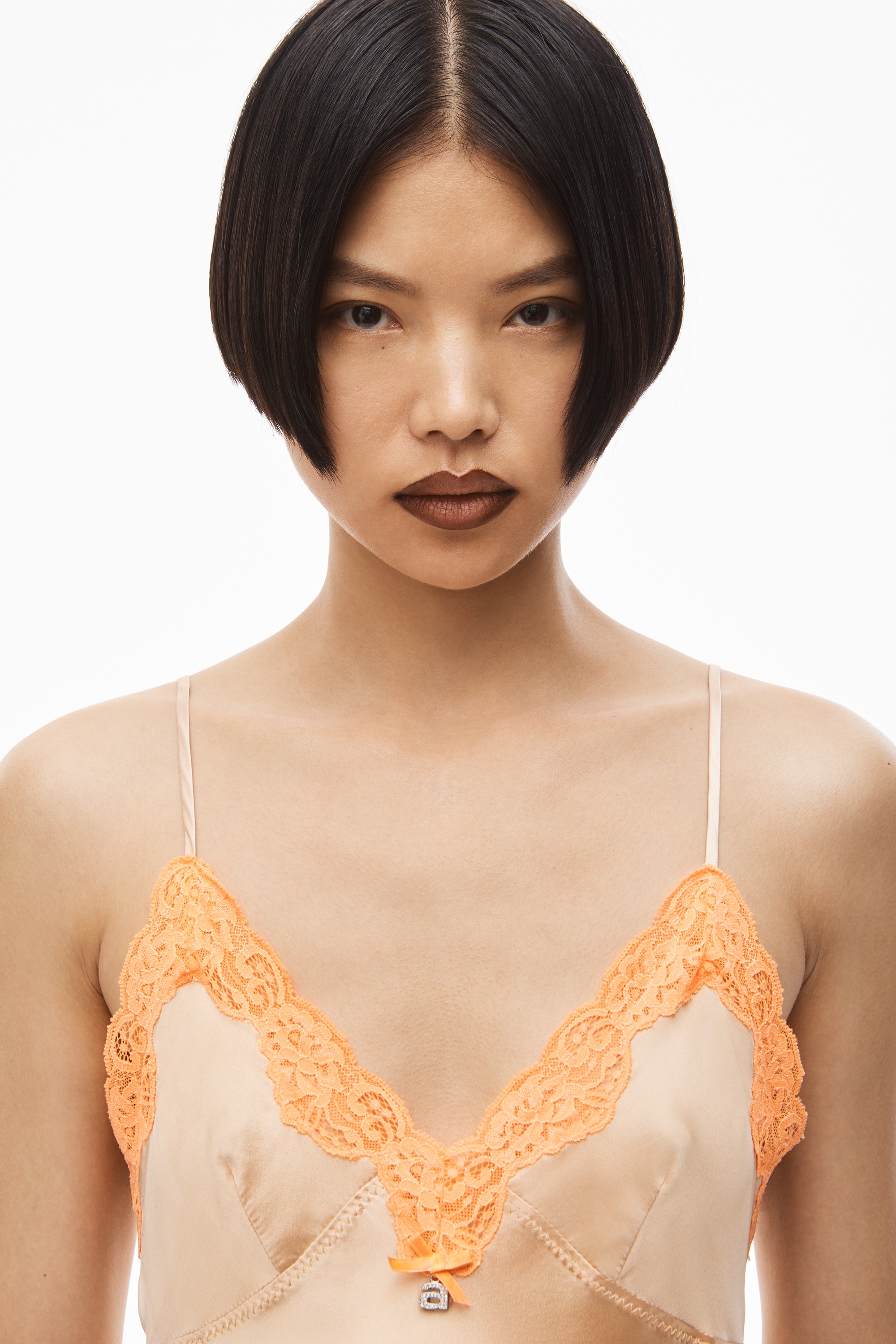 LACE SLIP DRESS IN SILK CHARMEUSE - 4