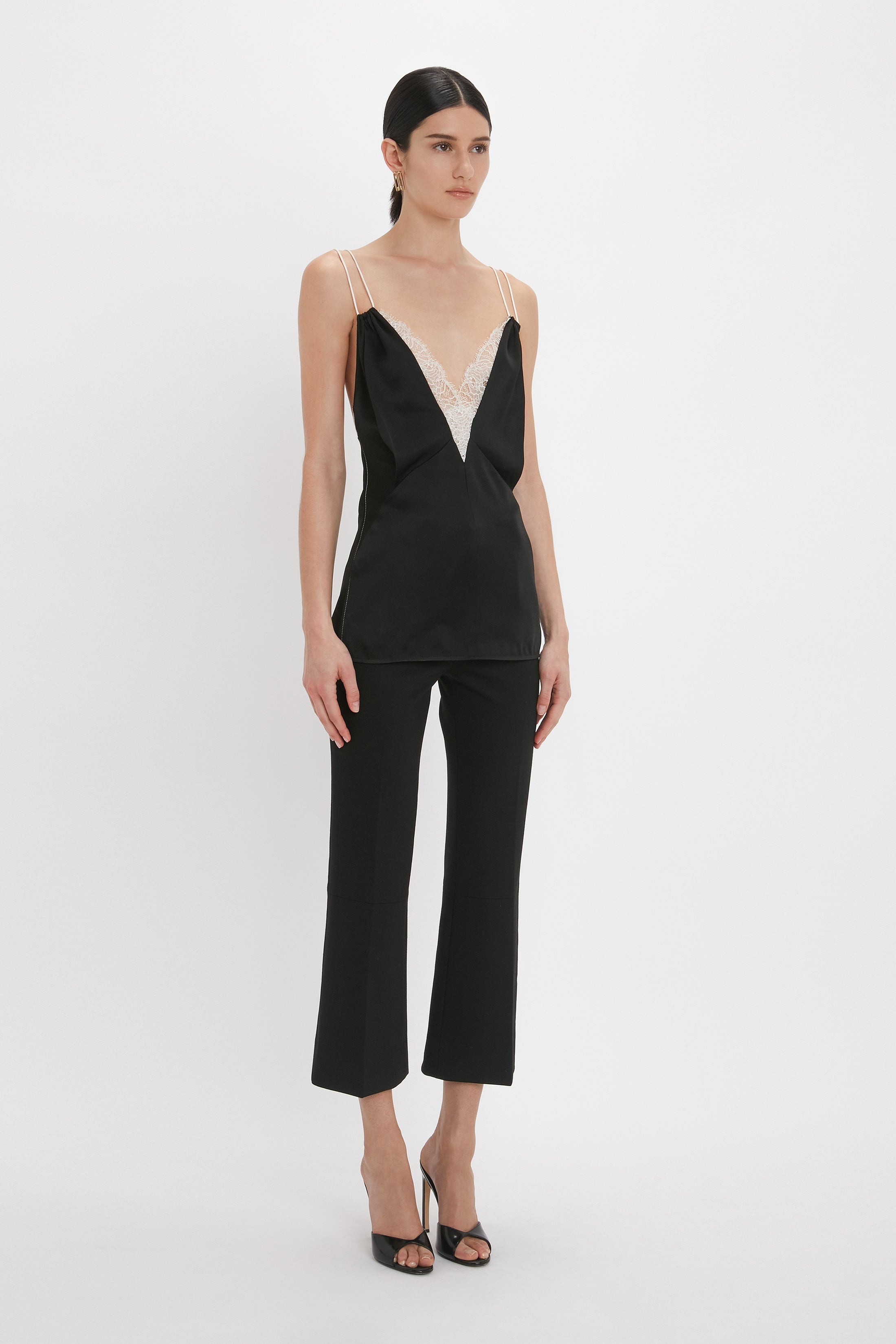 Lace Detail Cami Top In Black - 3