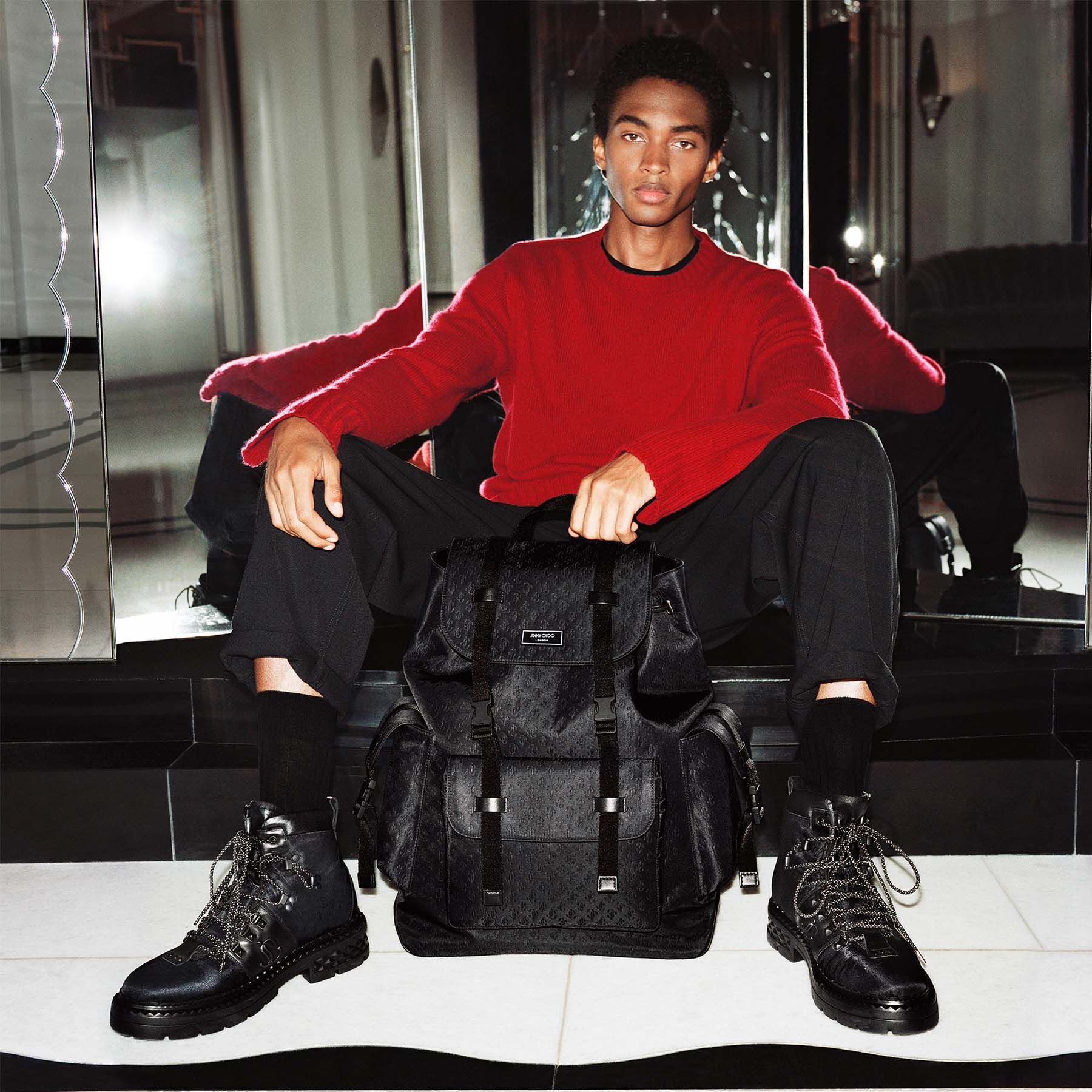 Filmore
Black JC Embossed Nylon Backpack - 6