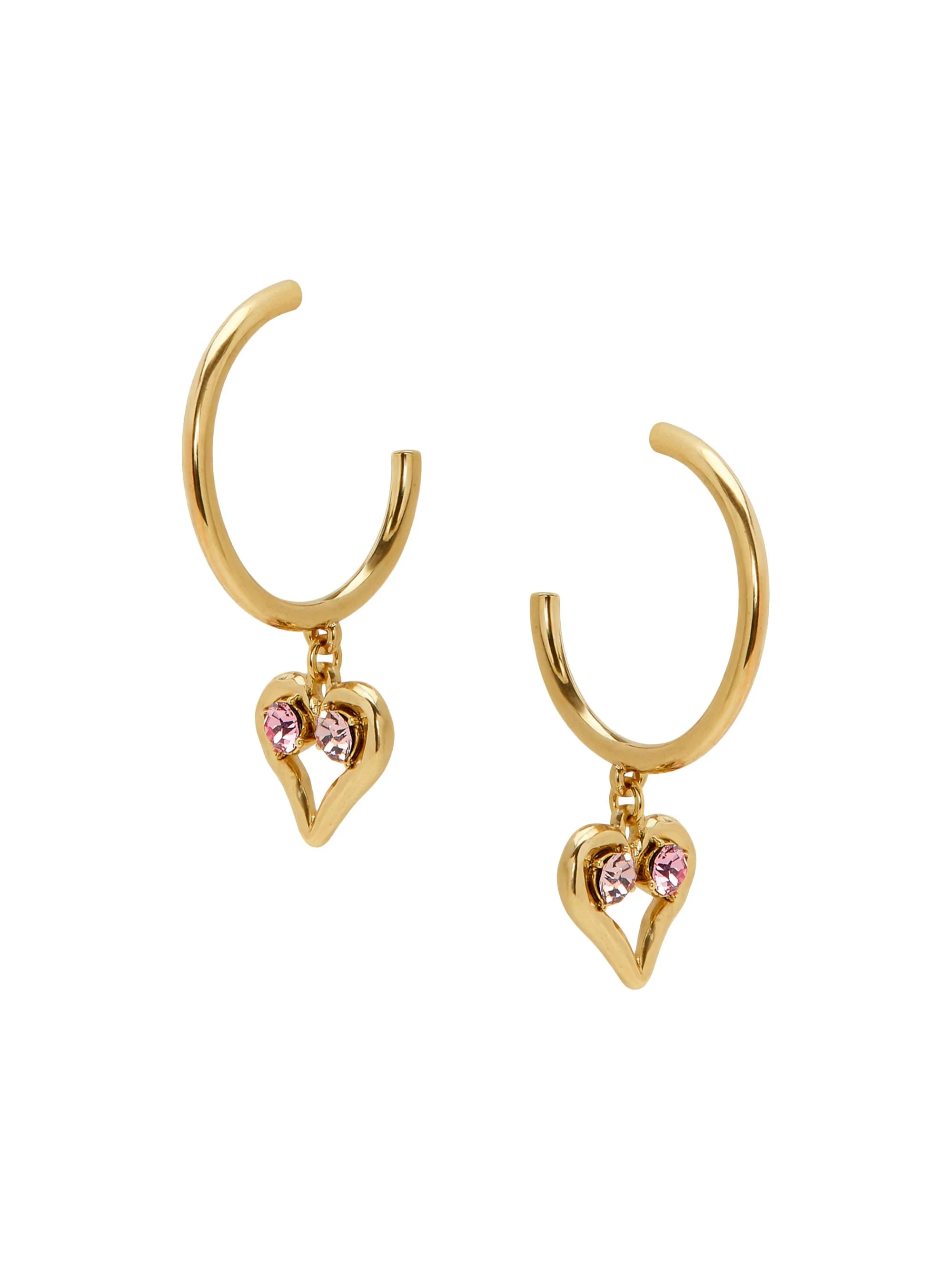 Women's 14K-Gold-Plated & Glass Crystal Heart Drop Earrings - Light Rose - 1