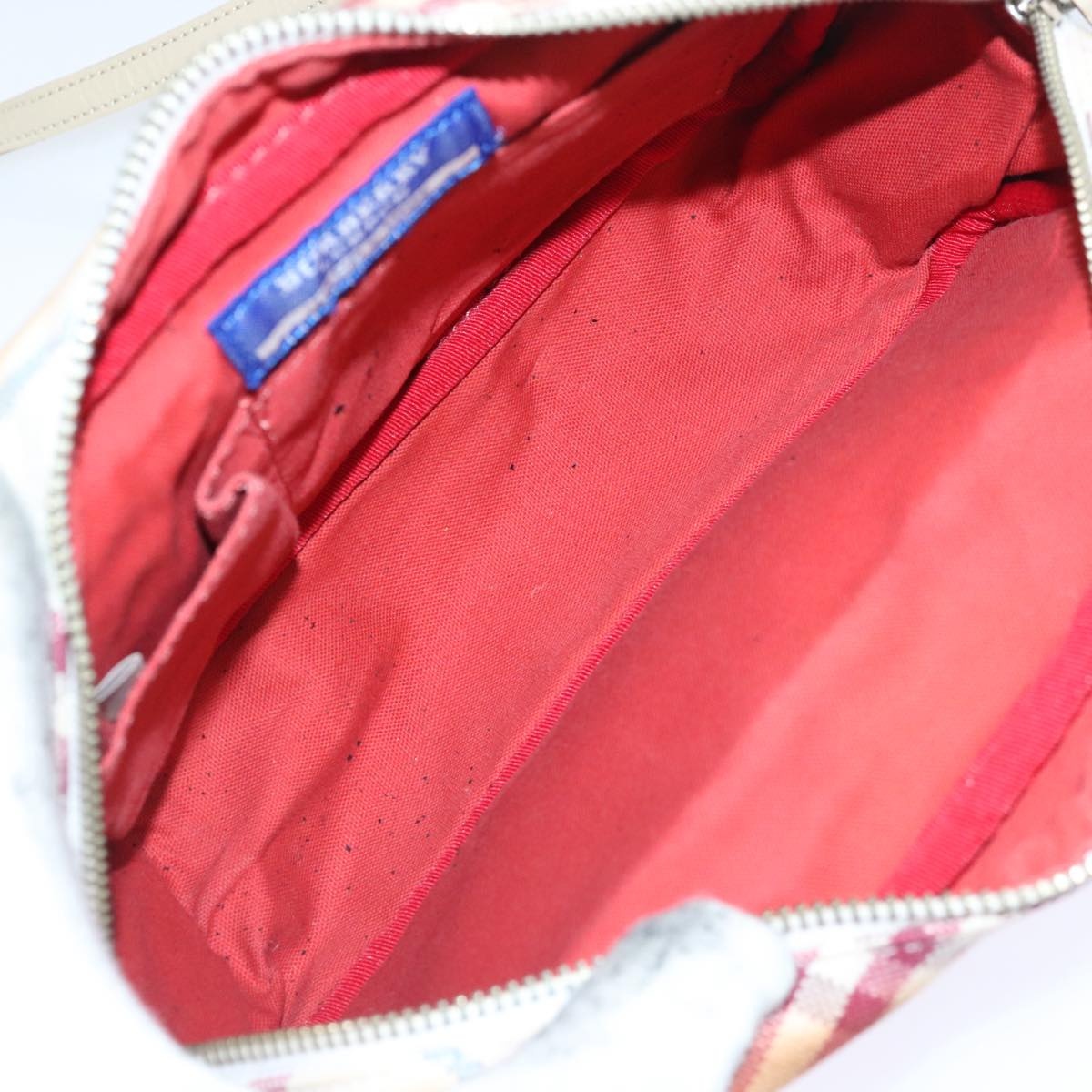 Burberry Nova Check Blue Label Shoulder Bag Canvas White Red - 12