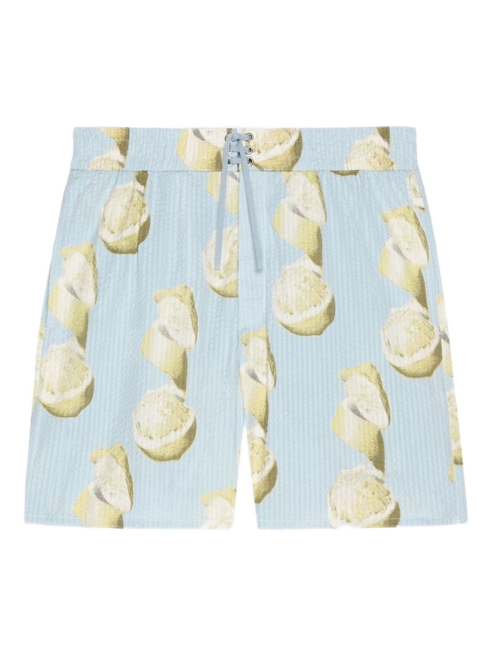 lemon-print seersucker swim shorts - 1