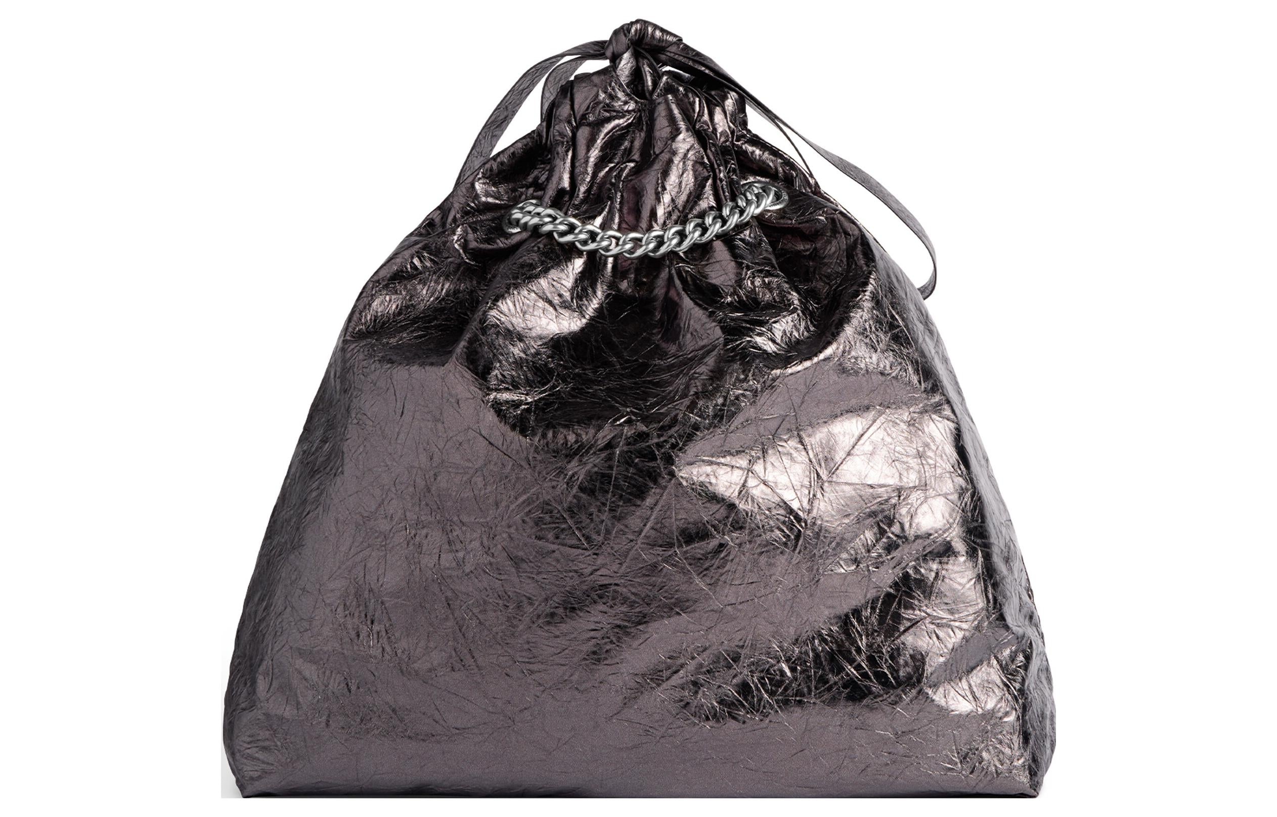 (WMNS) Balenciaga Crush Medium Tote Bag Metallized 'Grey' 7429412AATG1314 - 4