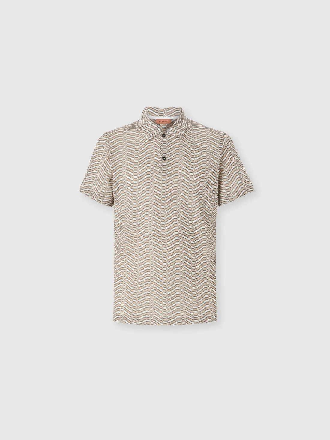 Viscose and cotton polo shirt with Greek key motif - 1