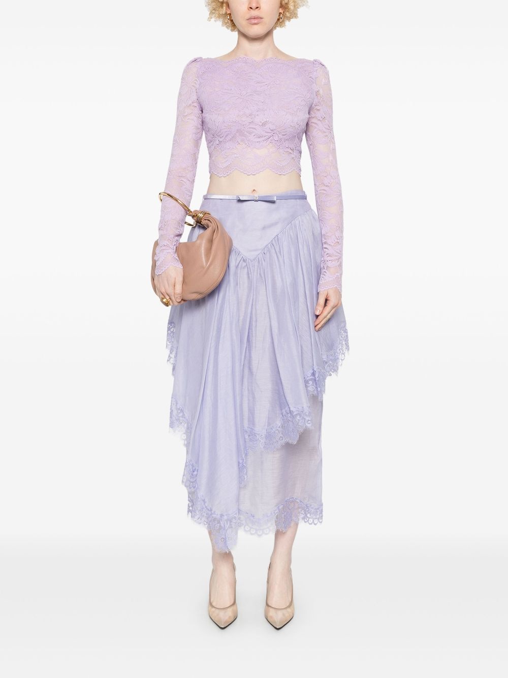 Crush lace midi skirt - 2