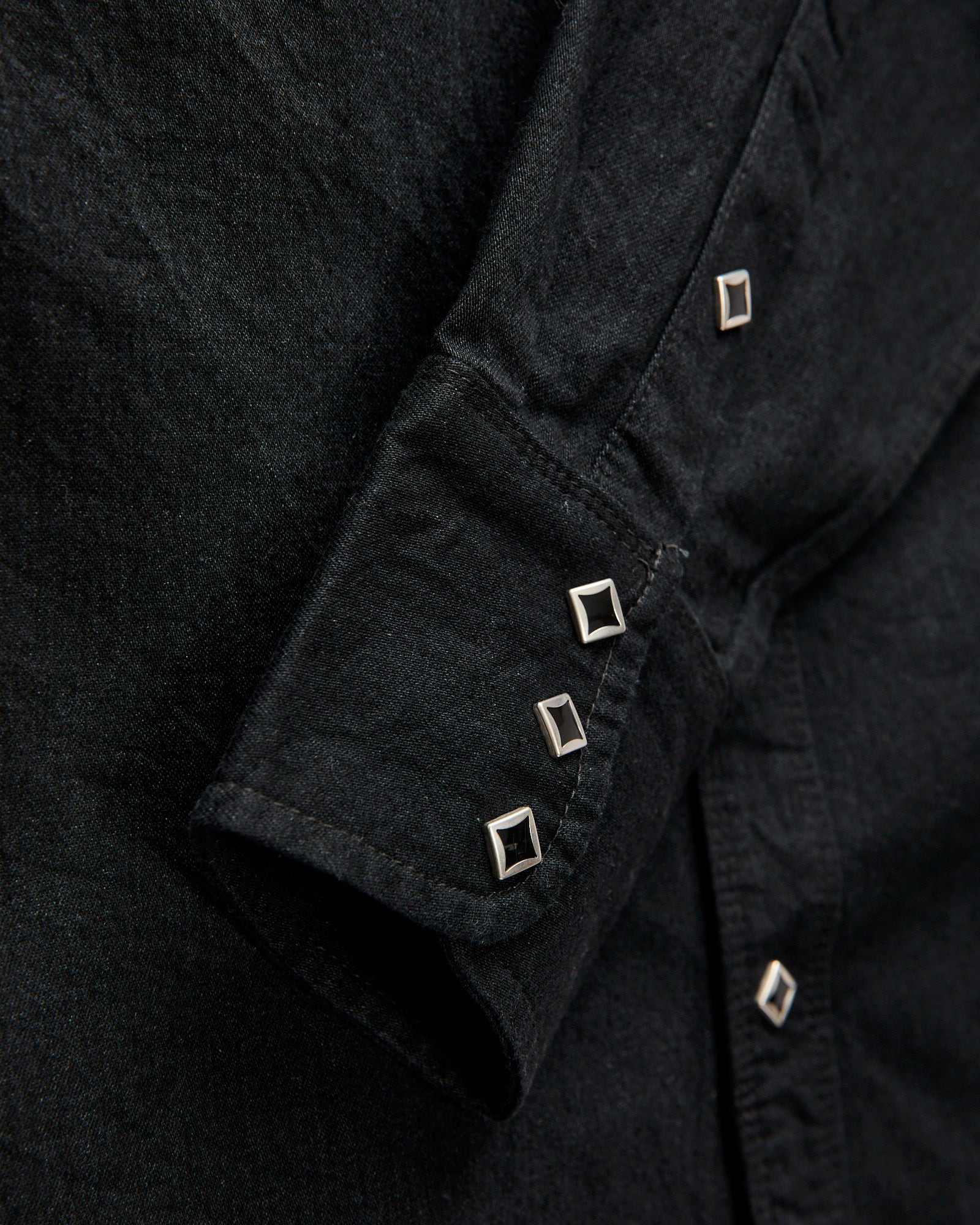 Calico Western Shirt in Black Denim - 6