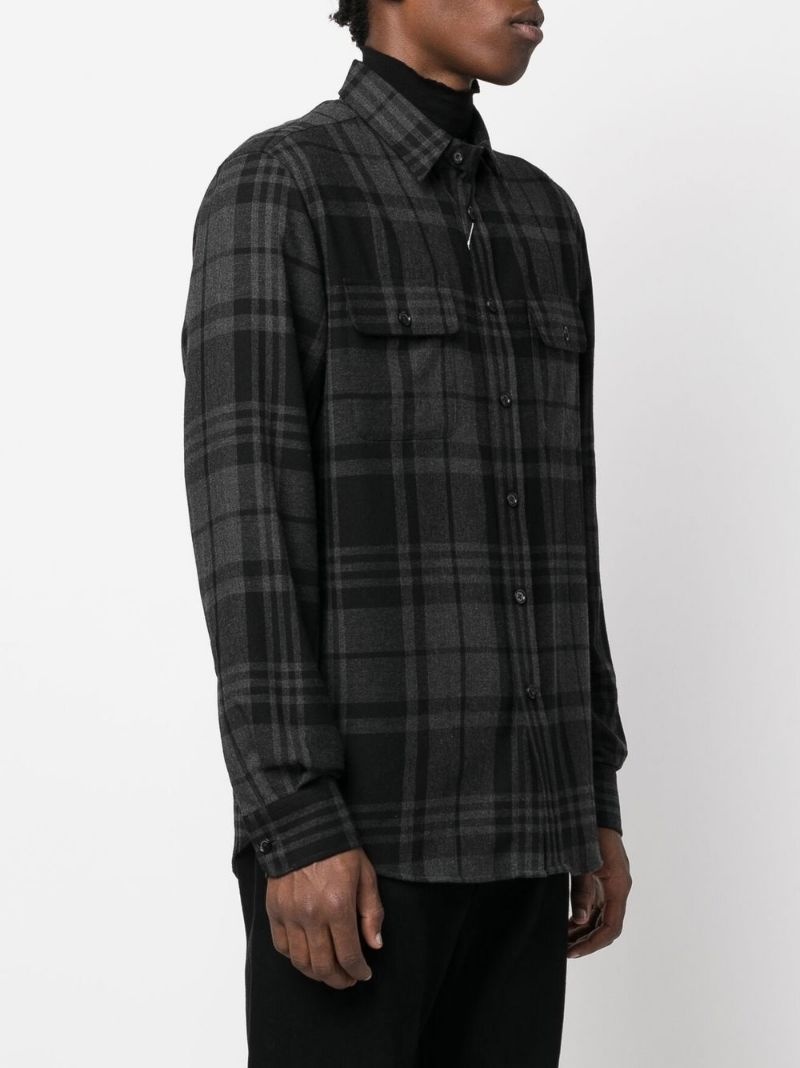 Glen-check wool-cashmere shirt - 2