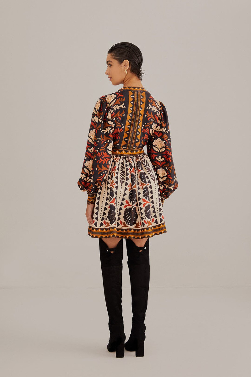 Multicolor Tapestry Garden V Neck Mini Dress 5