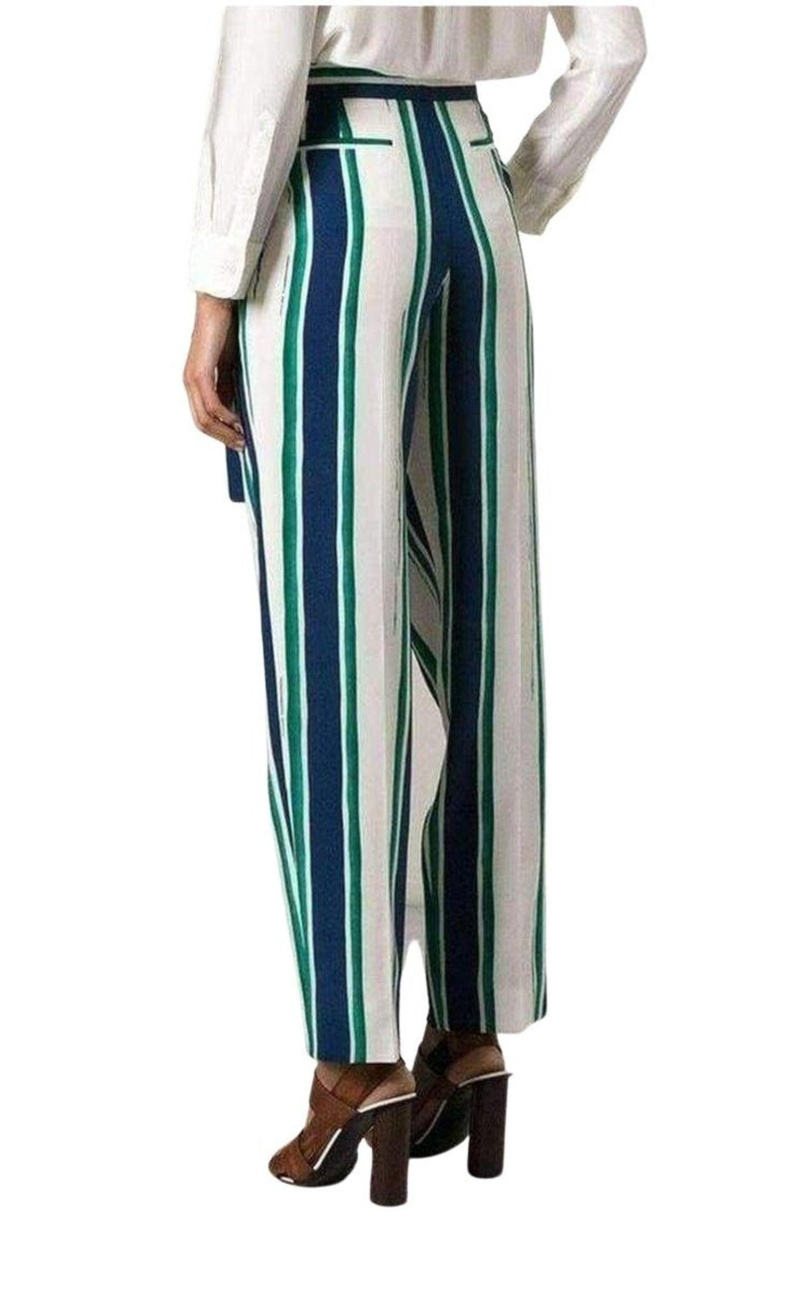 Striped Sarong Silk Trousers - 4