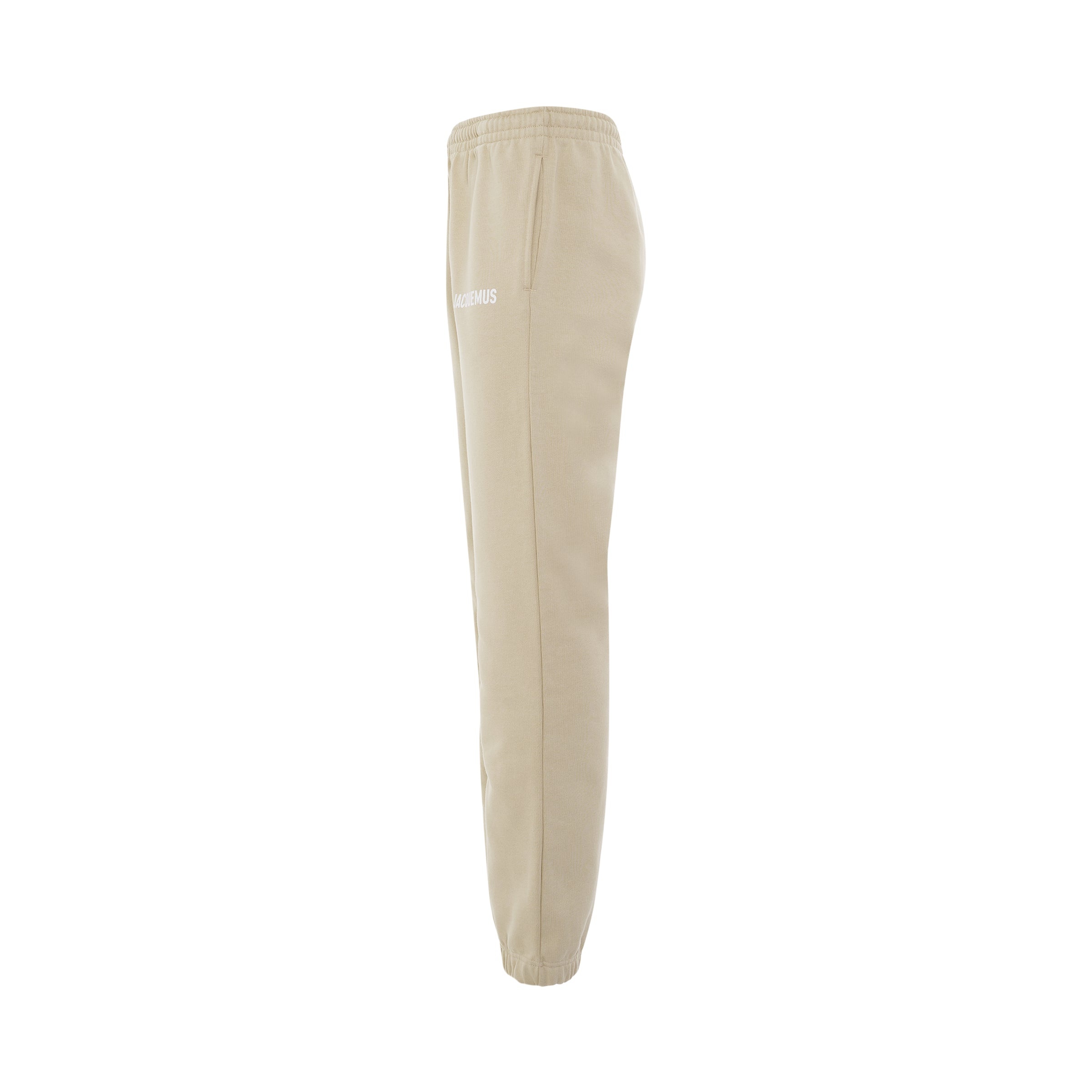 Logo Printed Track Pants in Light Beige - 3