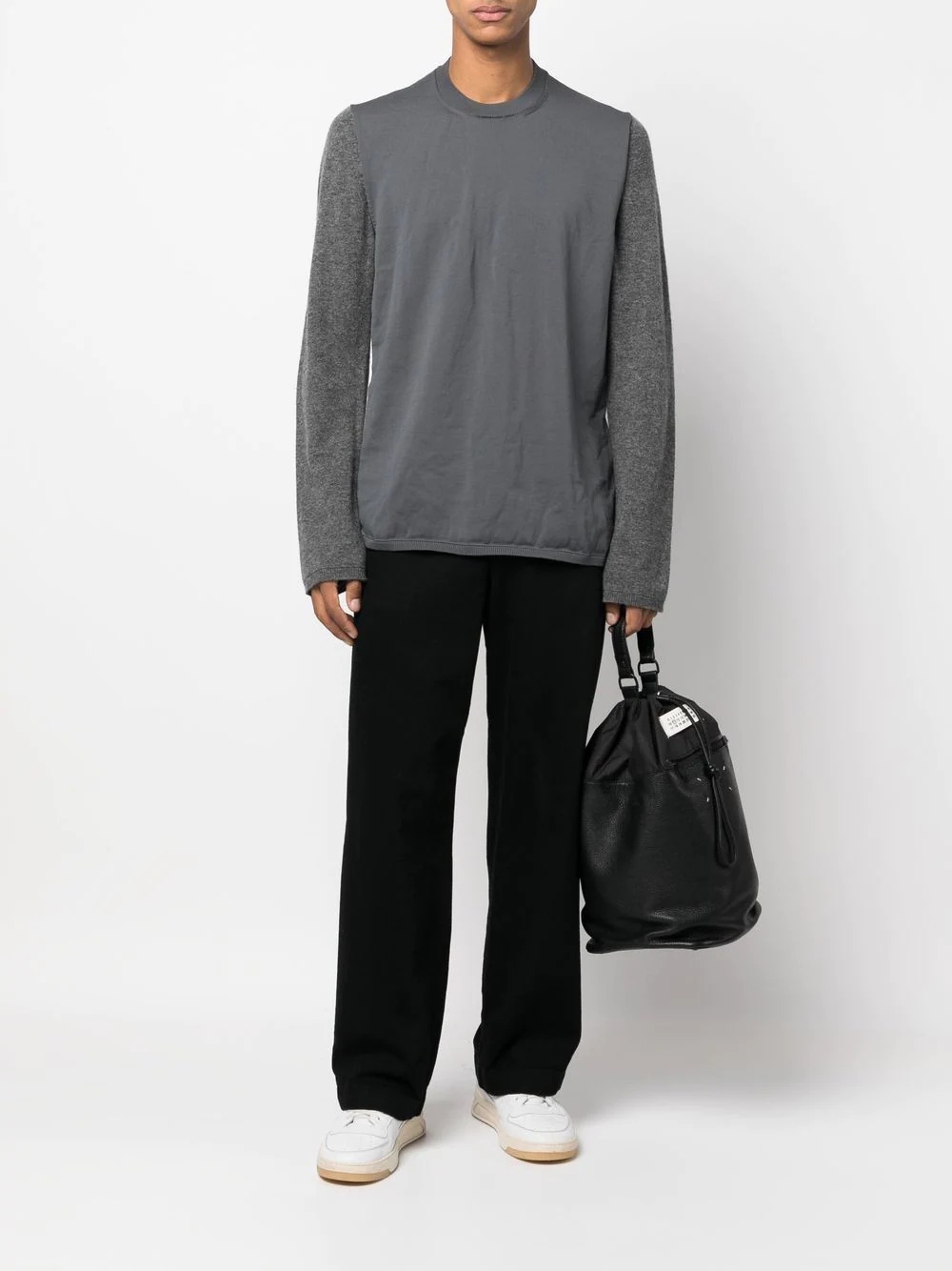 contrast-panel crew-neck jumper - 2