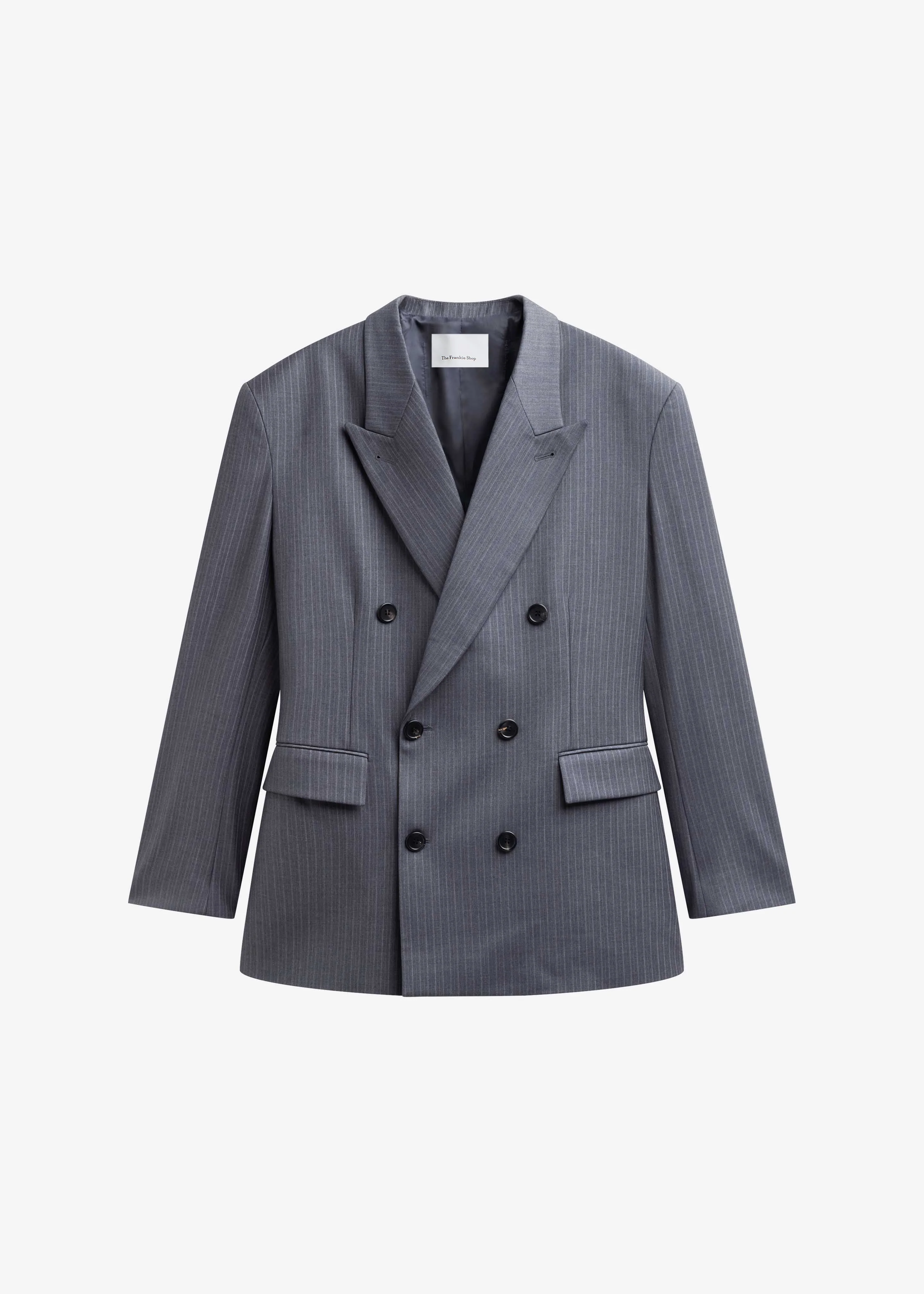 Mayfair Double Breasted Blazer - Grey/White Pinstripe - 1