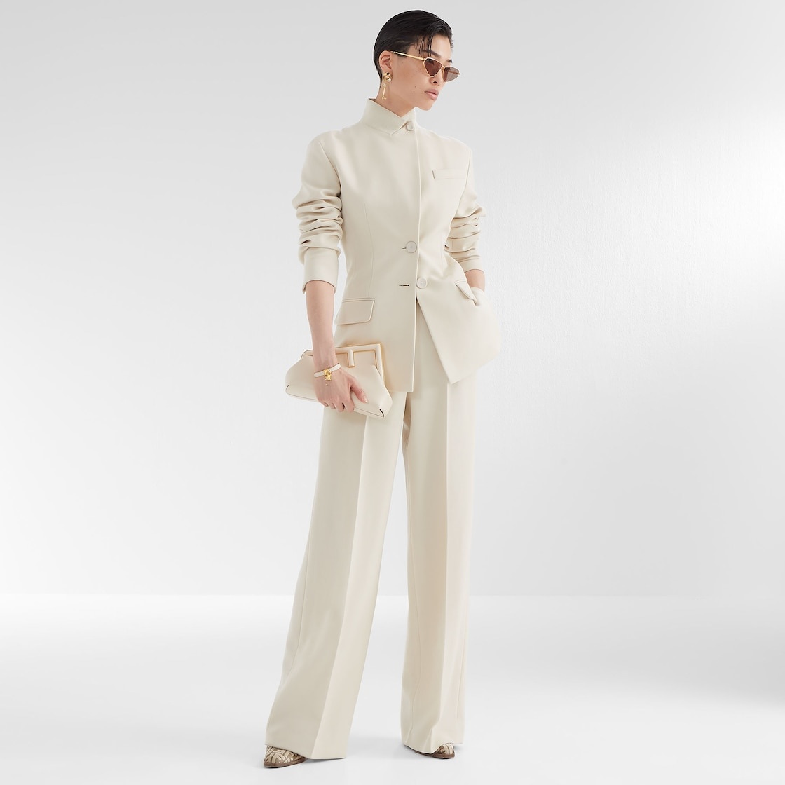 White grain de poudre wool jacket - 4