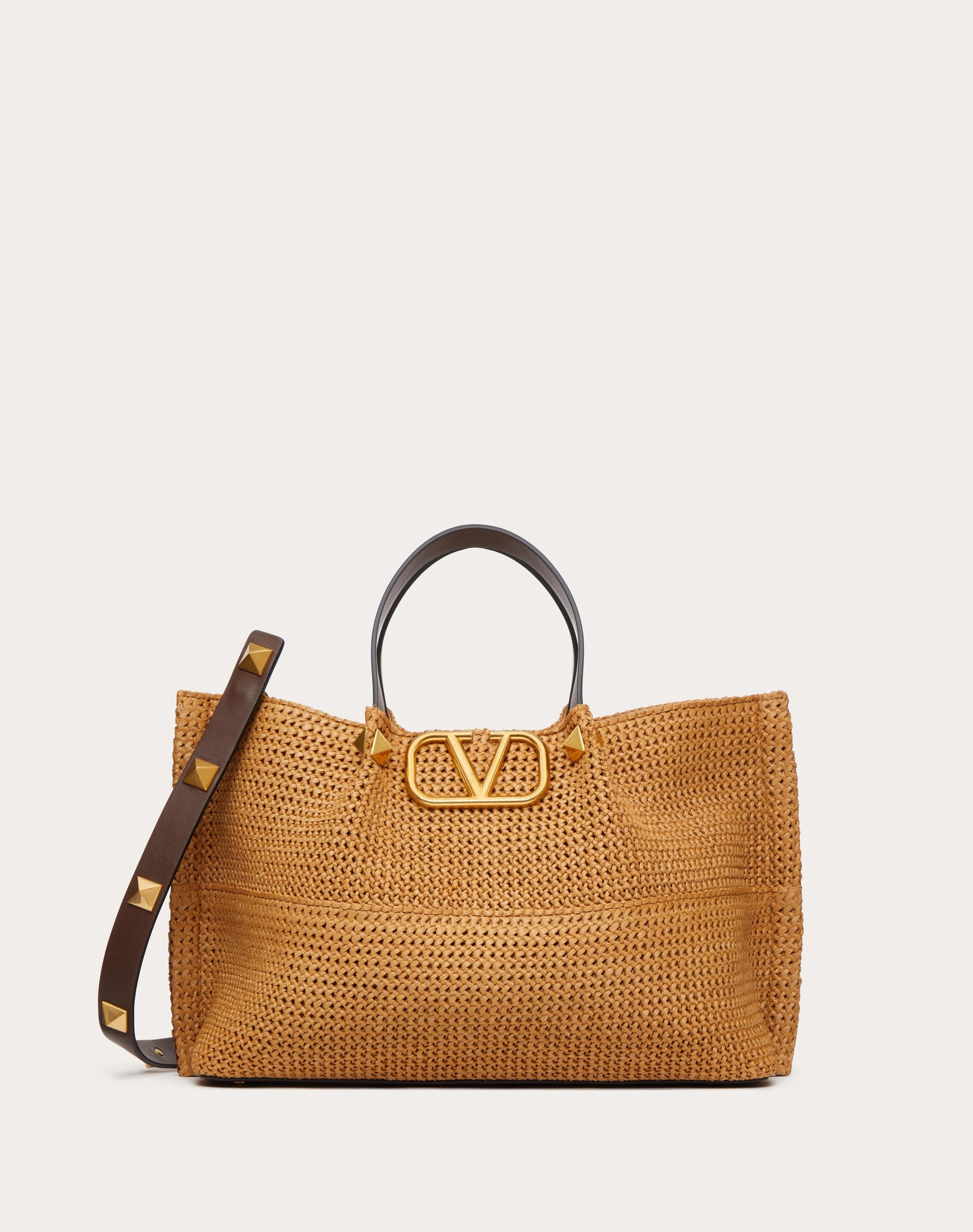 トートバッグ VALENTINO GARAVANI Two-Tone Raffia Medium Shopping Bag Valentino Garavani Two-tone Raffia Medium Shopping Bag