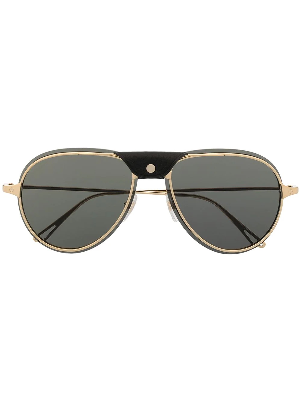 leather-trim aviator sunglasses - 1