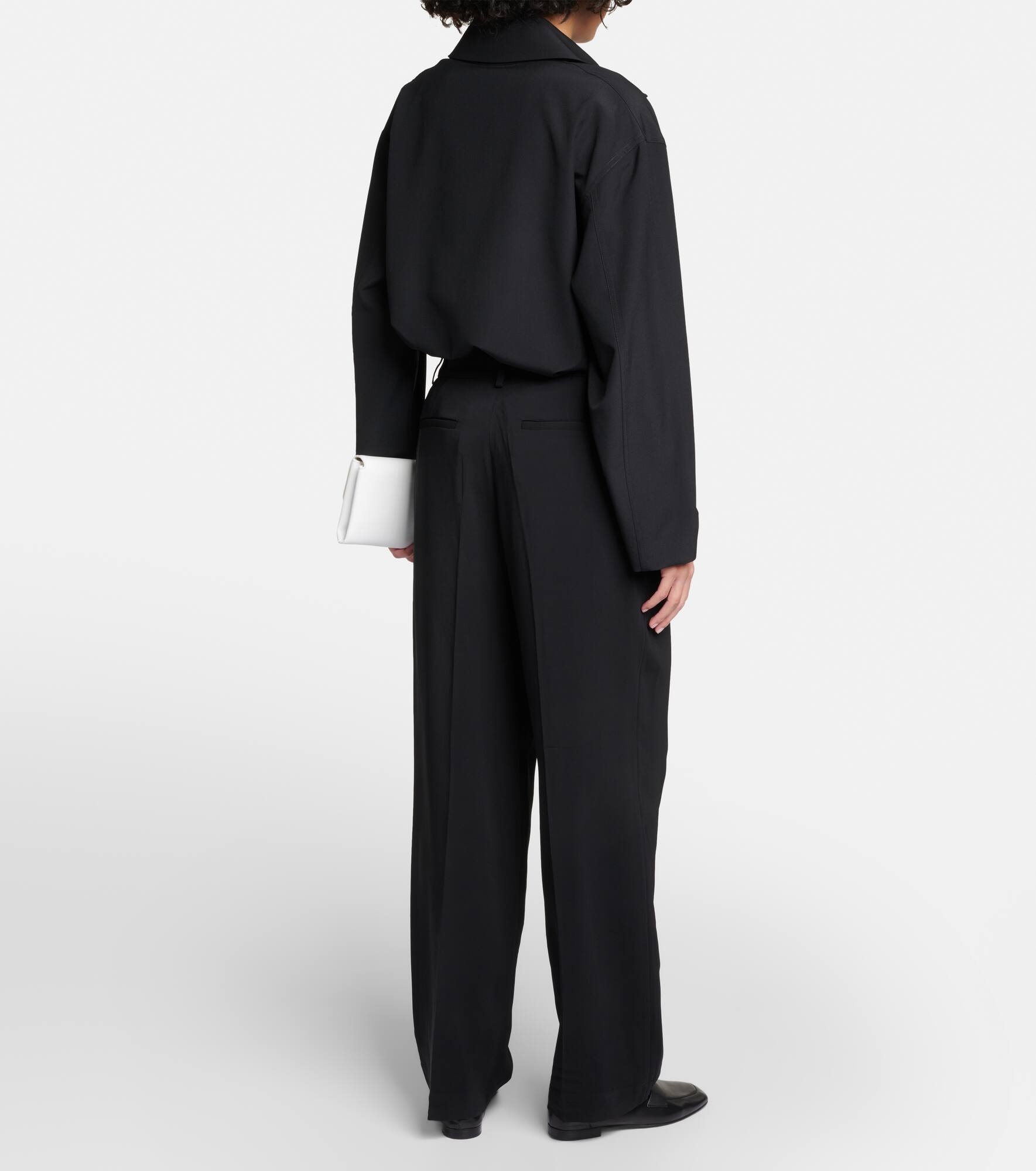 Pleated high-rise wide-leg pants - 3