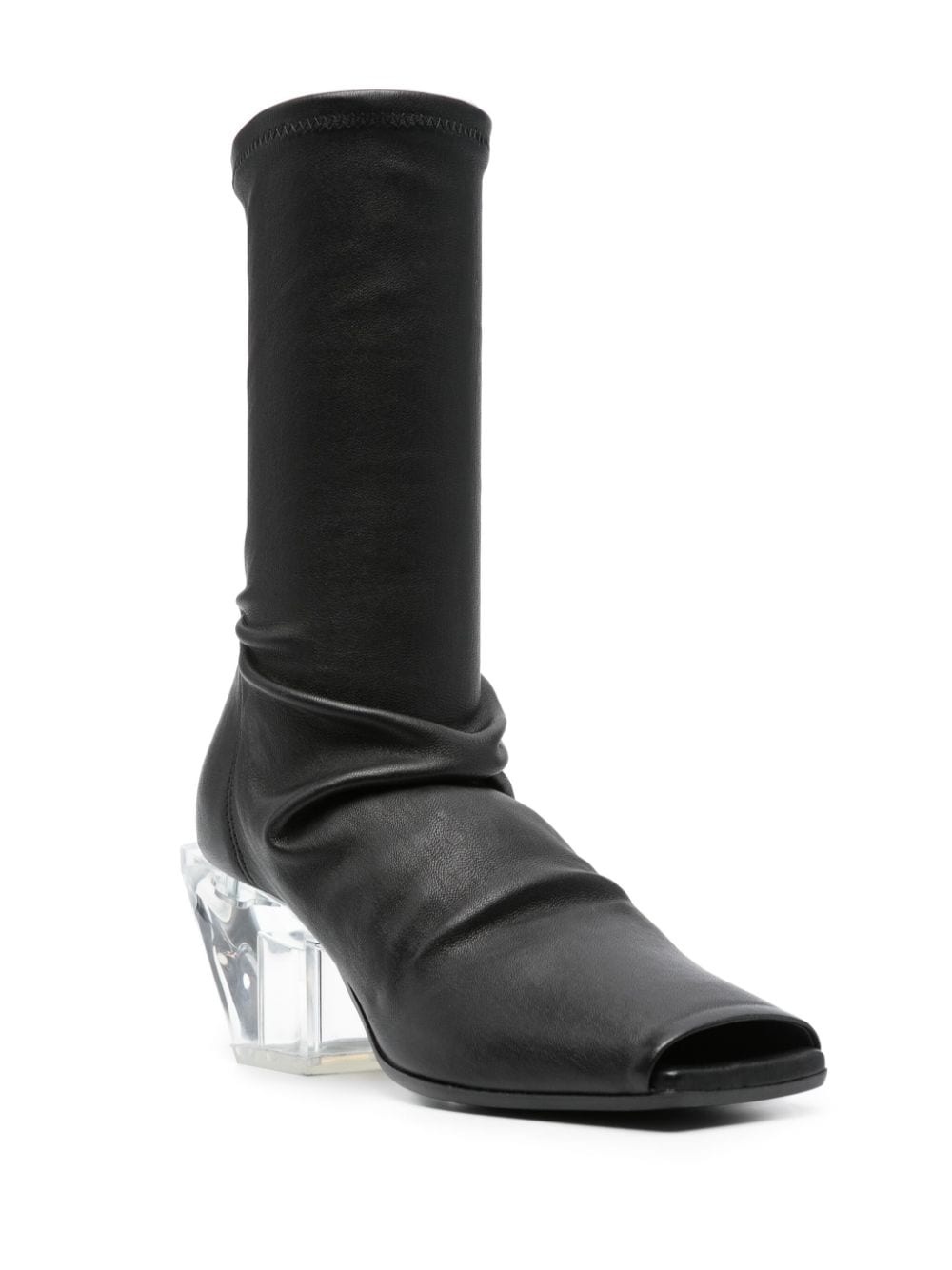 75mm open-toe leather boots - 2