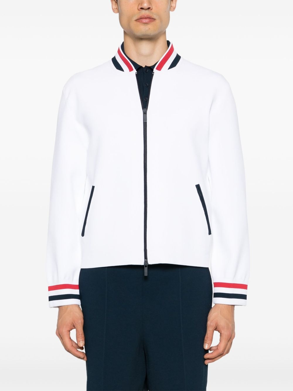 RWB-stripe knitted bomber jacket - 2