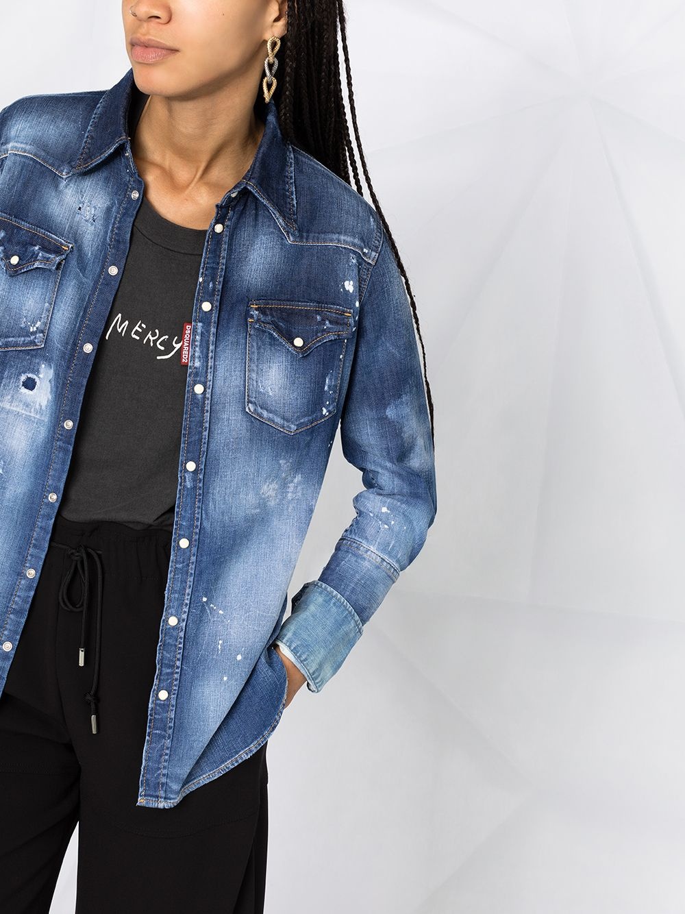 faded distressed denim jacket - 5