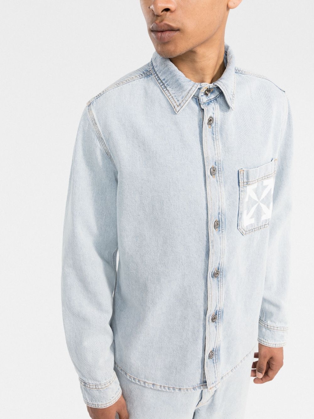 Arrow-print denim shirt - 3