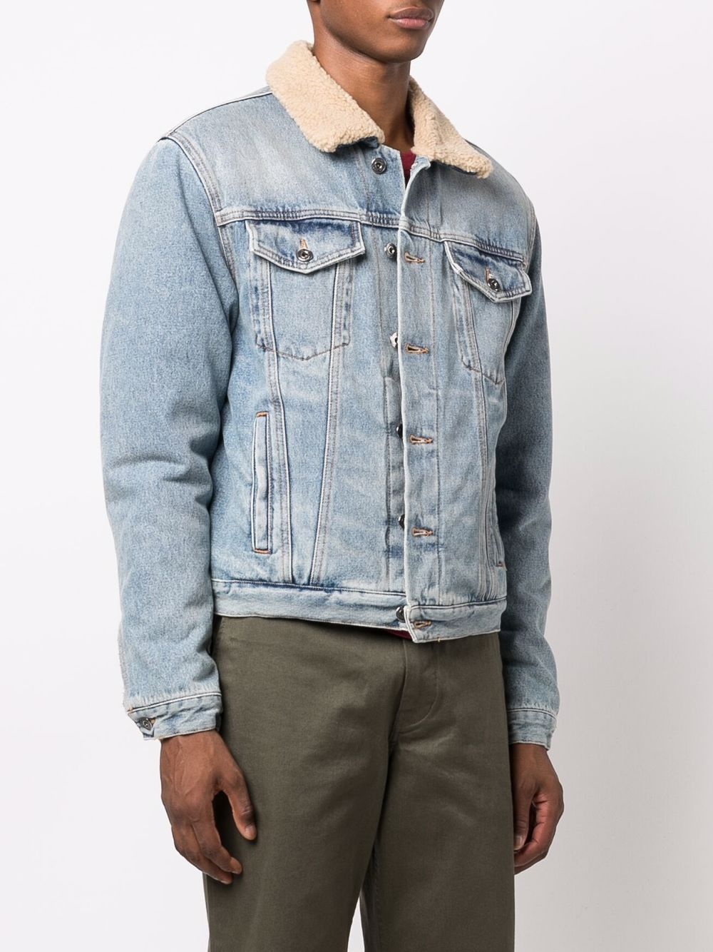 contrast-collar denim jacket - 3