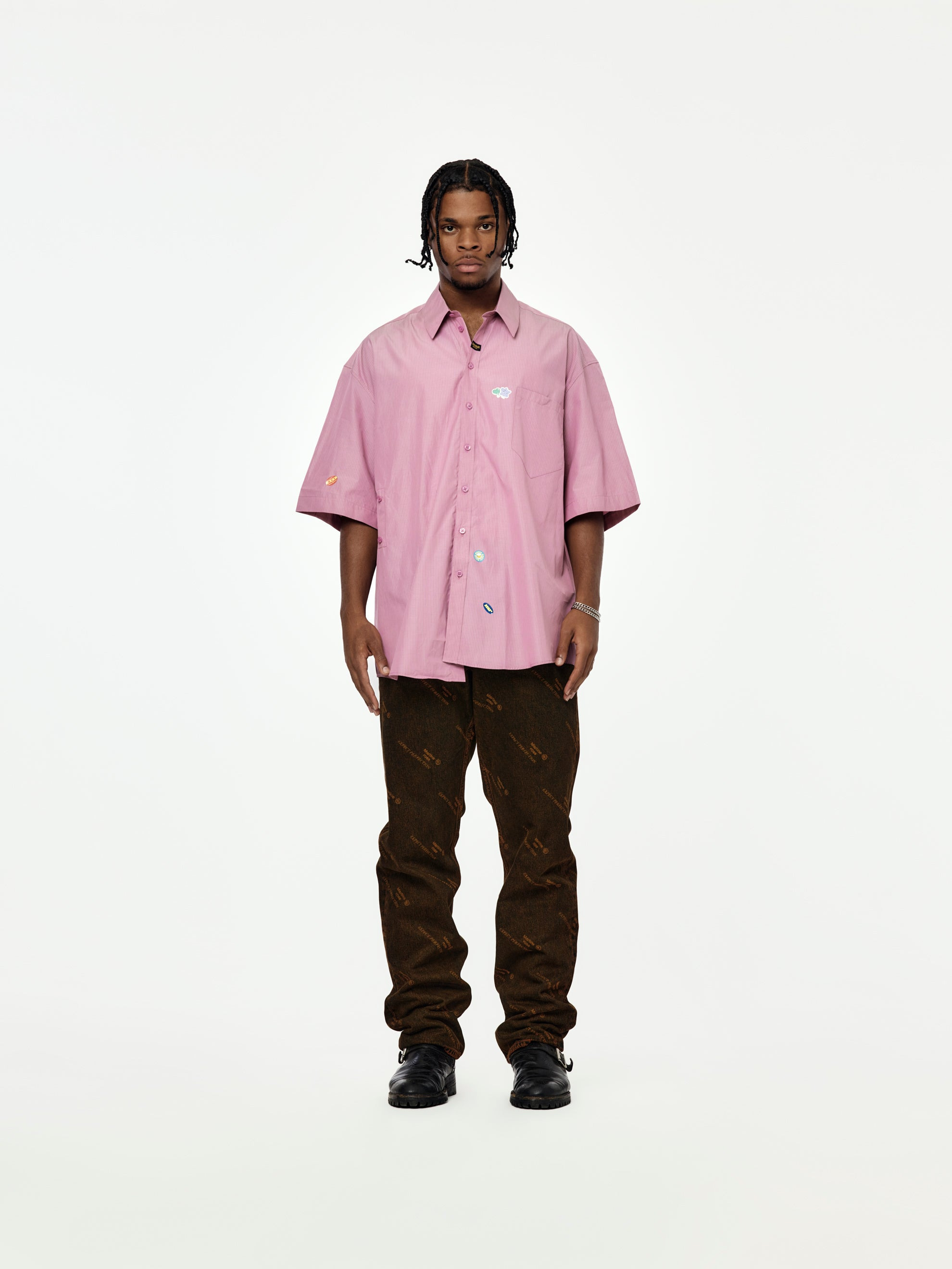 STRIPE S/S BOXY WRAP SHIRT (PURPLE/BLACK) - 7