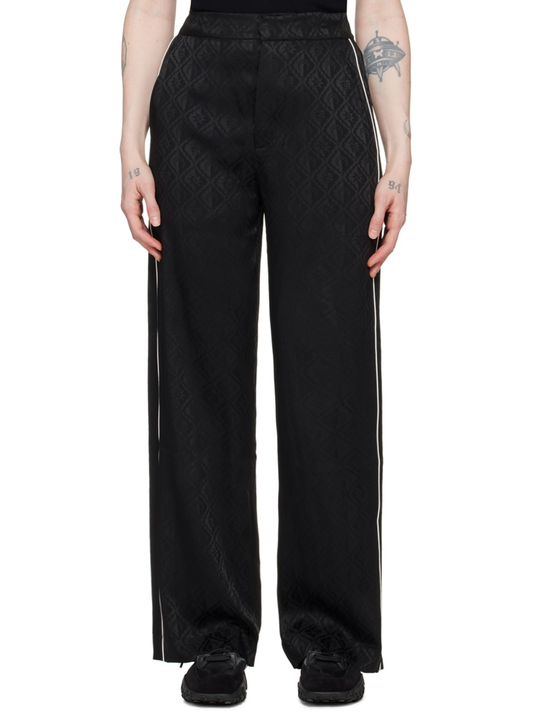 Black Jacquard Trousers - 1