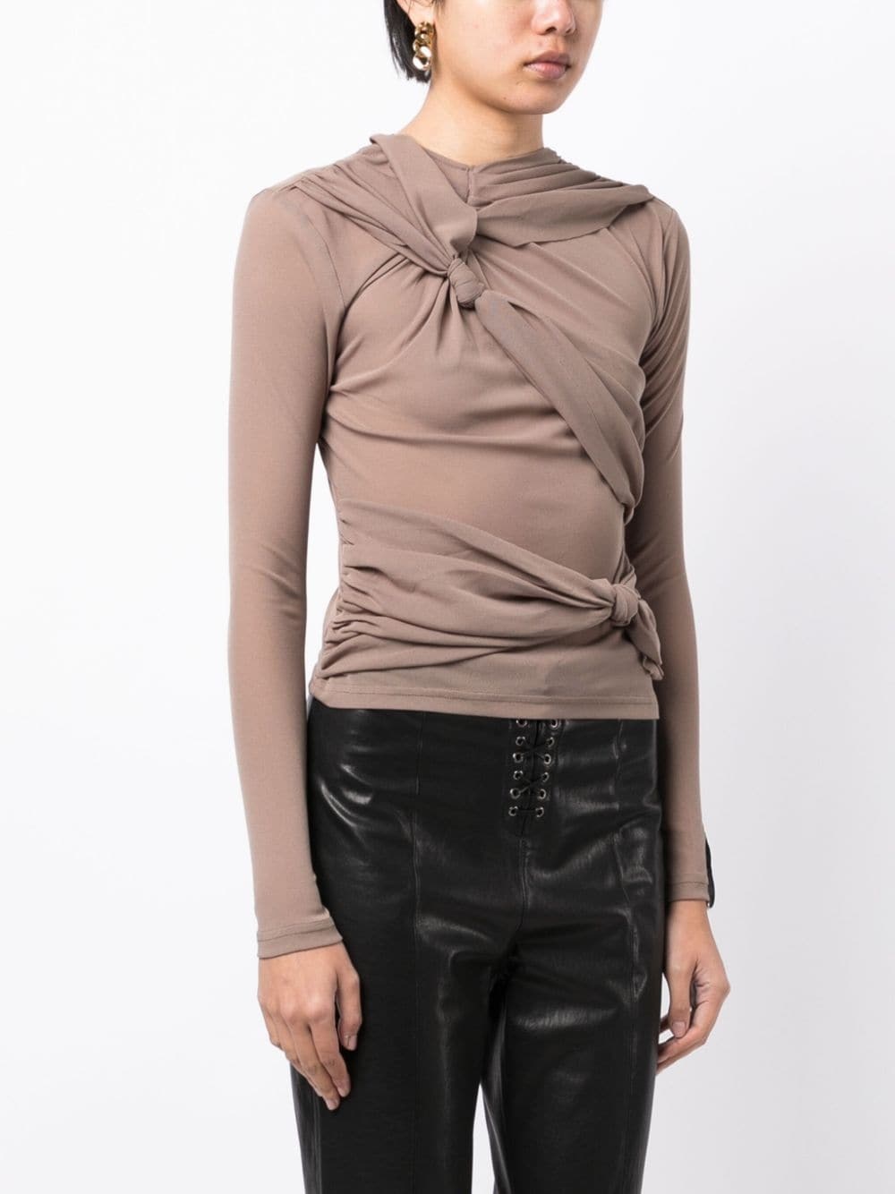 knot-detail long-sleeve top - 3