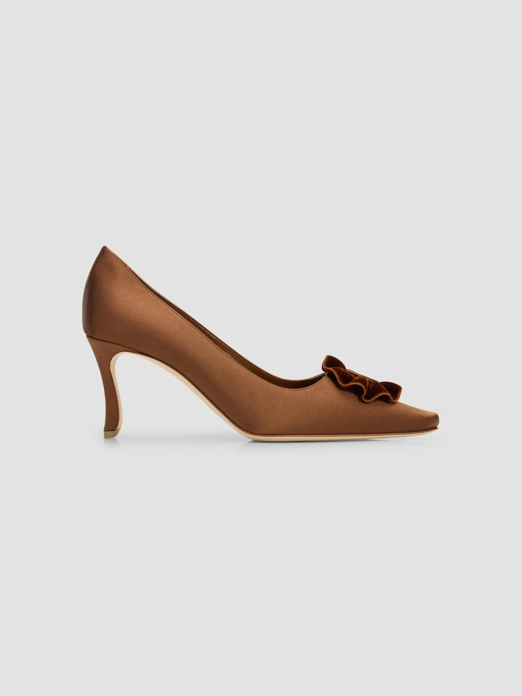 Women's Fortan 70MM Satin Stiletto Pumps - Medium Brown - 1
