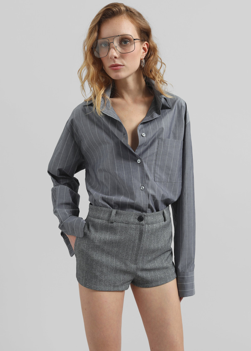 Tenby Striped Hot Pants - Grey Melange 4