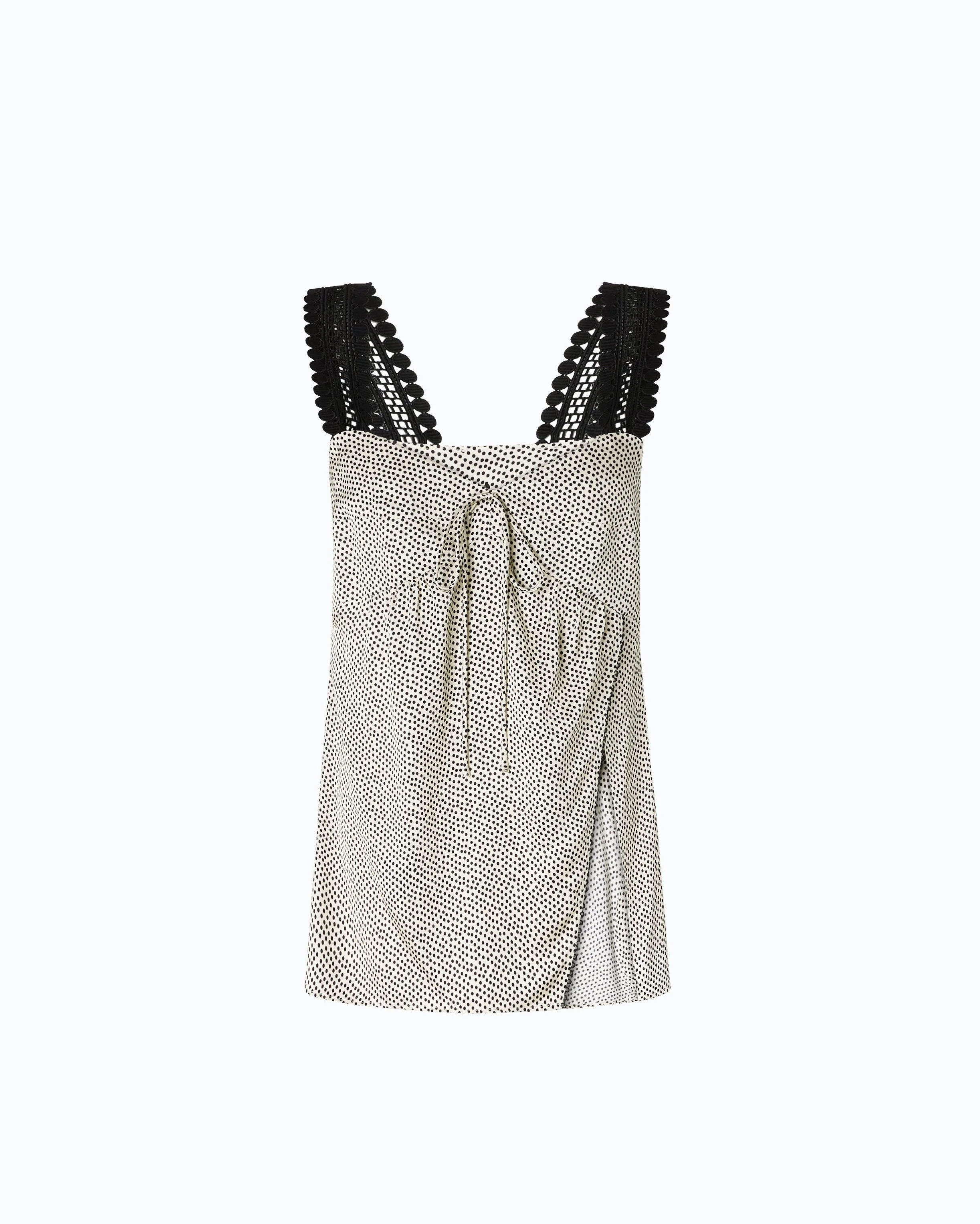 POLKA-DOT LINGERIE TOP WITH LACE - 1