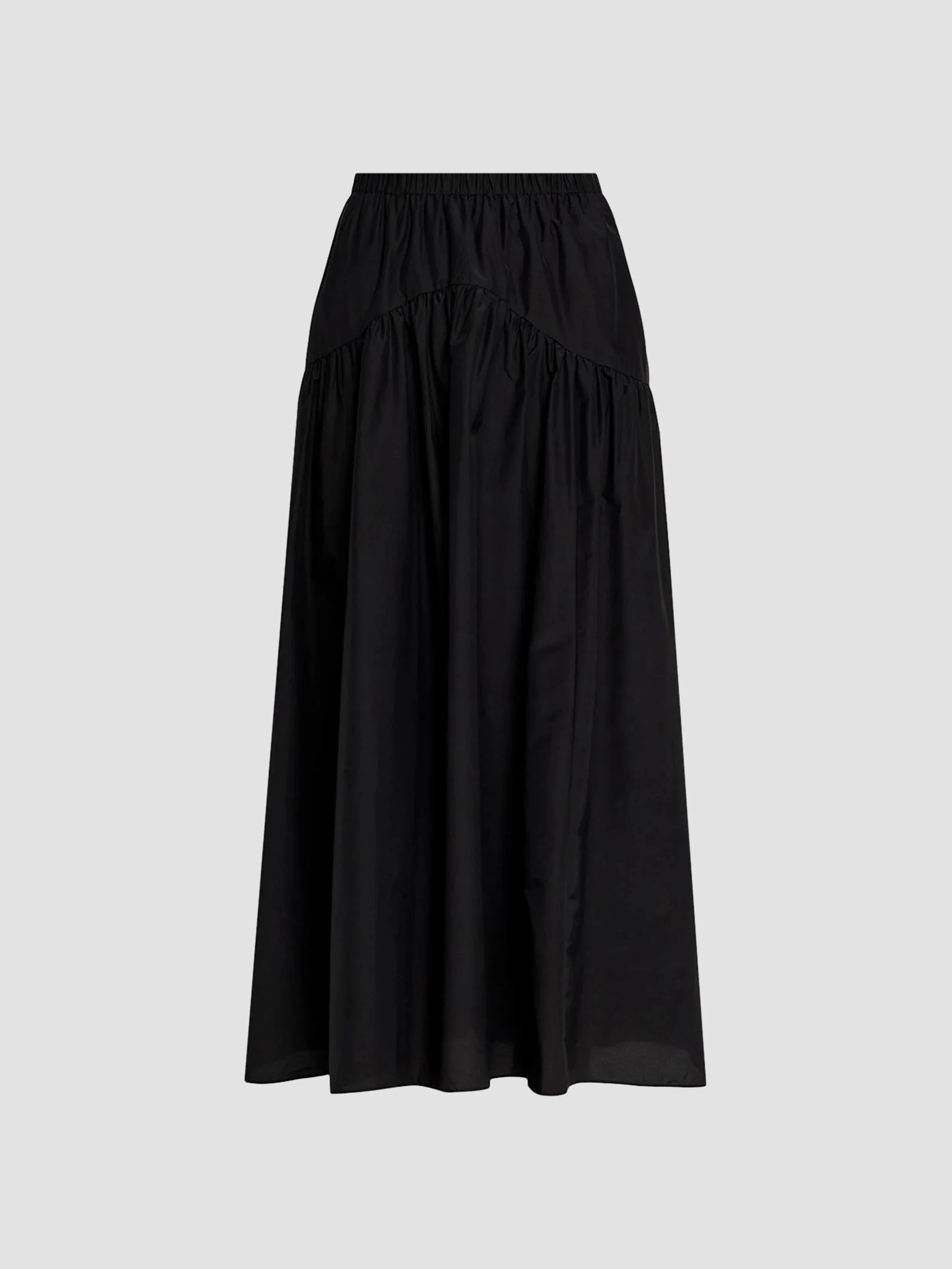 Women's Yoke Cotton-Blend Midi Skirt - Black - 1