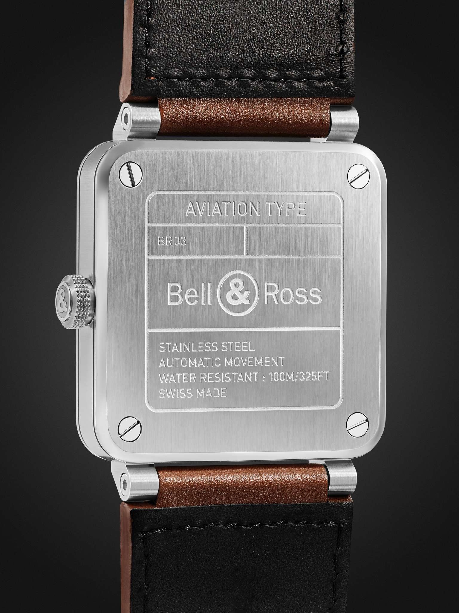 BR 03 Golden Heritage Automatic 41mm Steel and Leather Watch, Ref. No. BR03A-GH-ST/SCA - 4