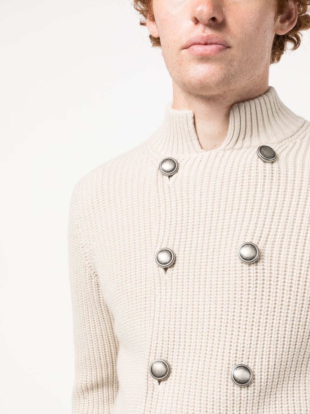 double-breasted wool-cashmere cardigan - 5