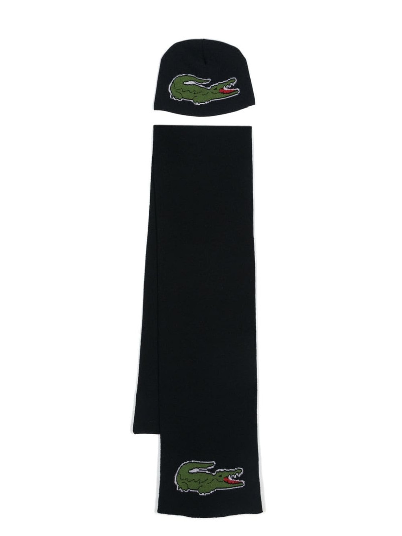 logo-intarsia scarf and beanie set 1