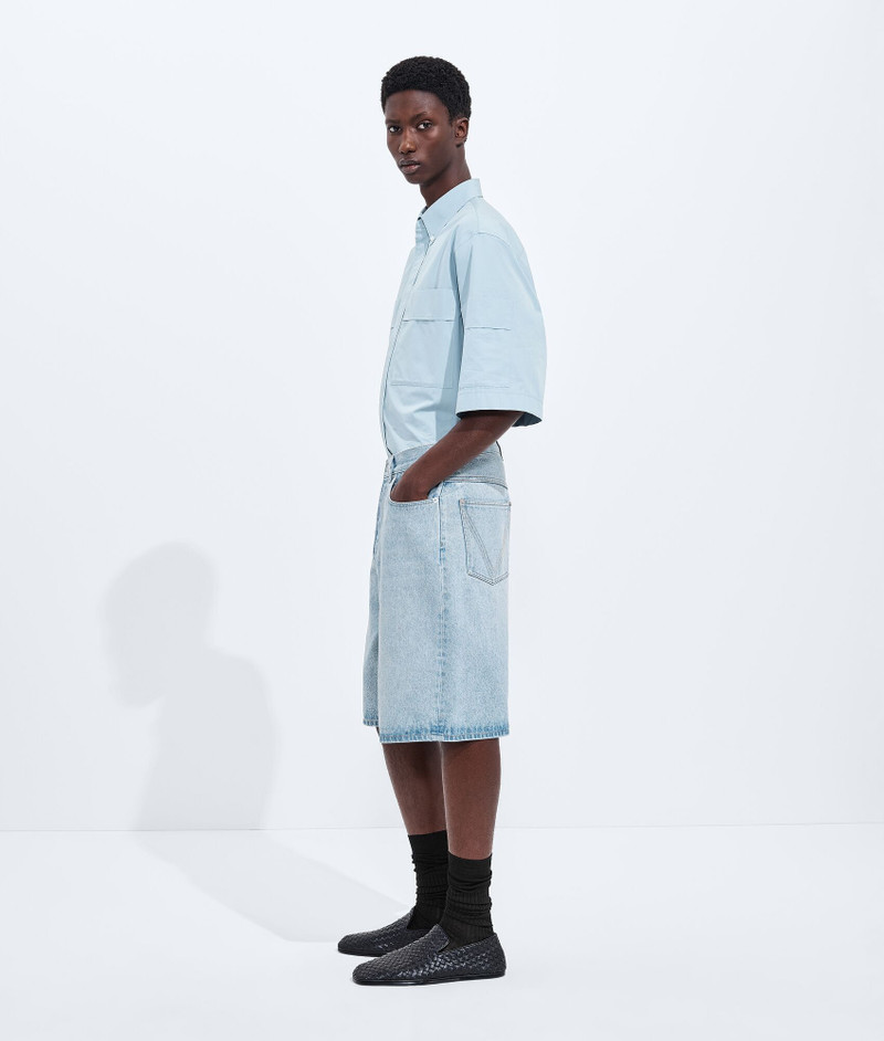 Bottega Veneta Sky Bleached Wide Leg Denim Shorts outlook