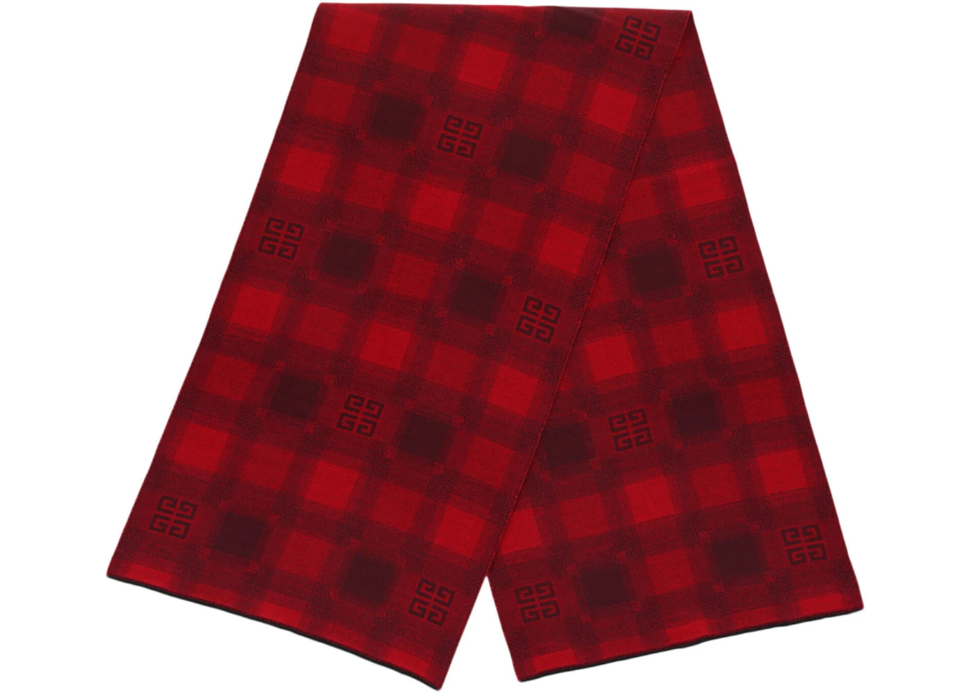 Givenchy Plaid 4G Logo Scarf Red - 2
