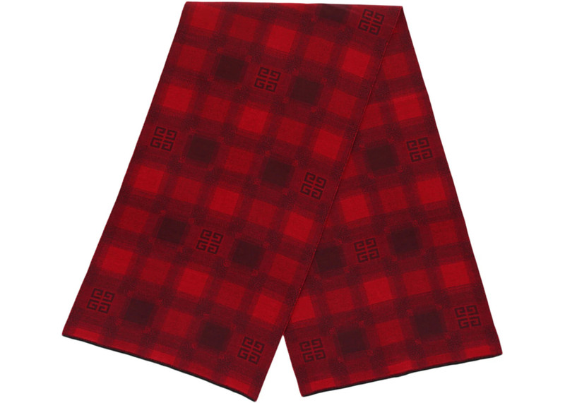 Givenchy Givenchy Plaid 4G Logo Scarf Red outlook