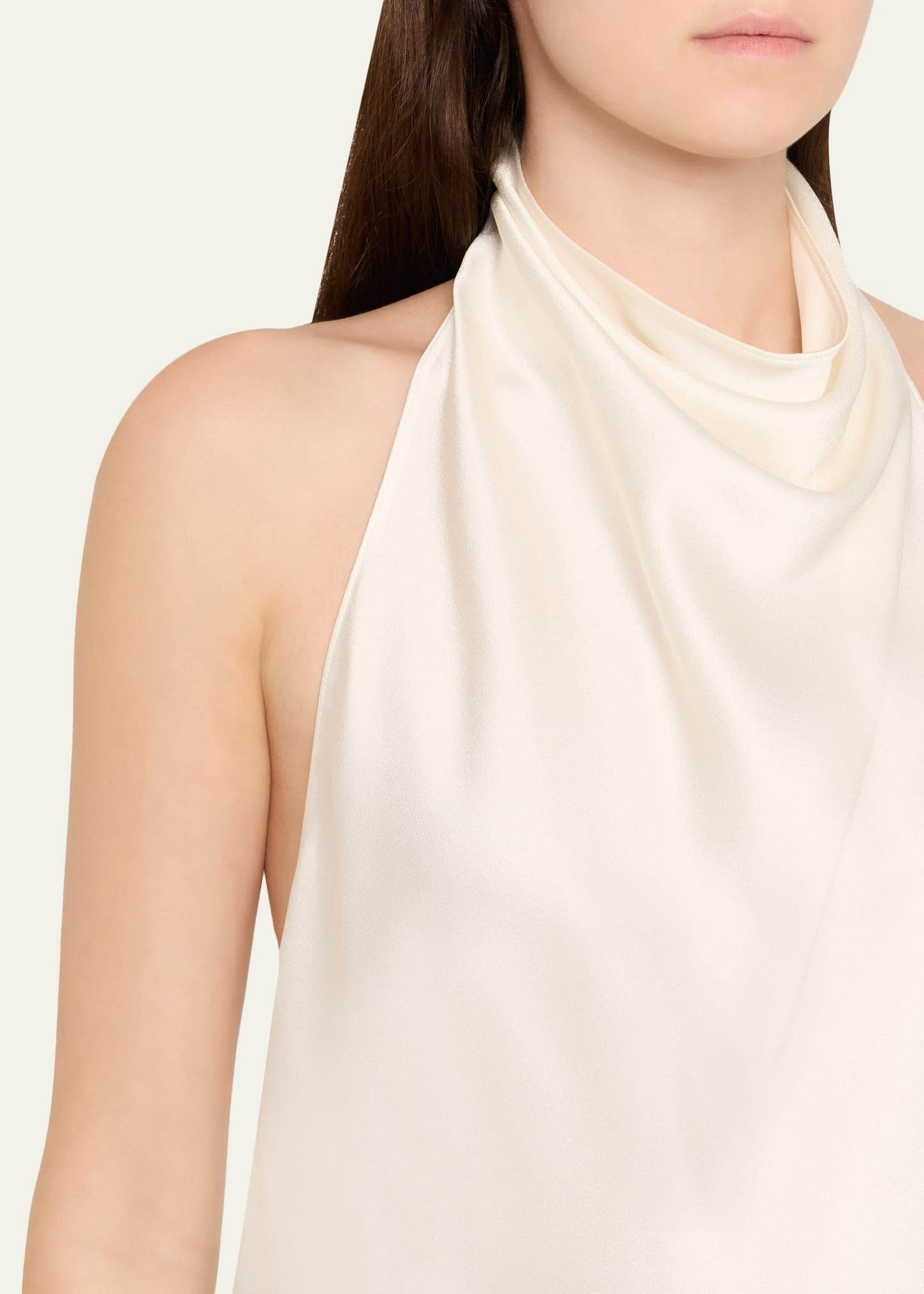 Satin Backless Cowl Halter Top - 5